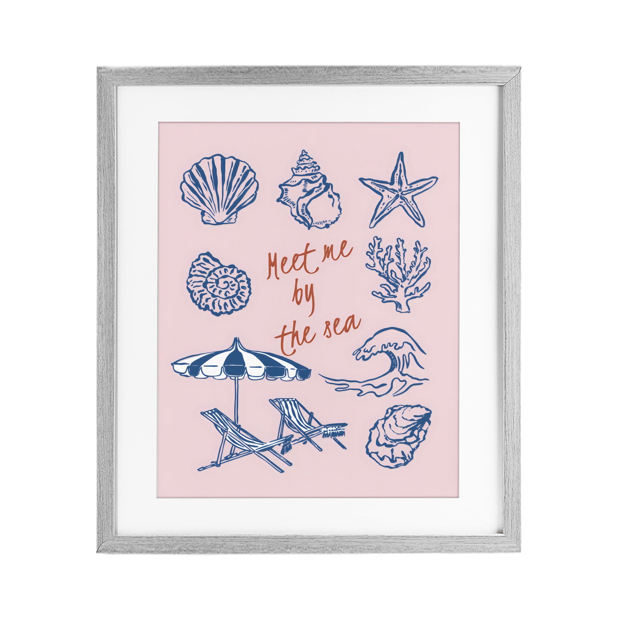 Stupell Industries Meet Me By The Sea Gray Framed Print Under Glass, design by The Prints Vibe