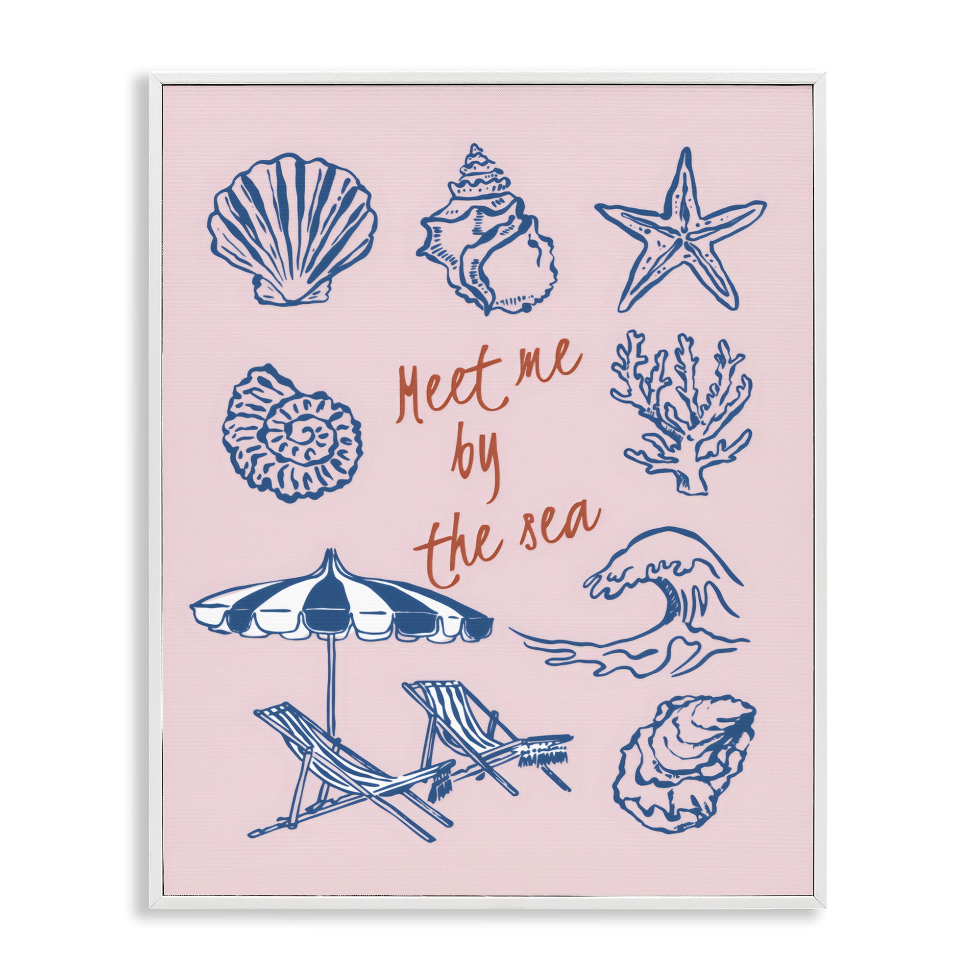 Stupell Industries Meet Me By The Sea White Framed Giclee Art, design by The Prints Vibe