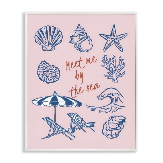 Stupell Industries Contemporary Meet Me By The Sea White Framed Giclee Art, 24 x 30, by The Prints Vibe