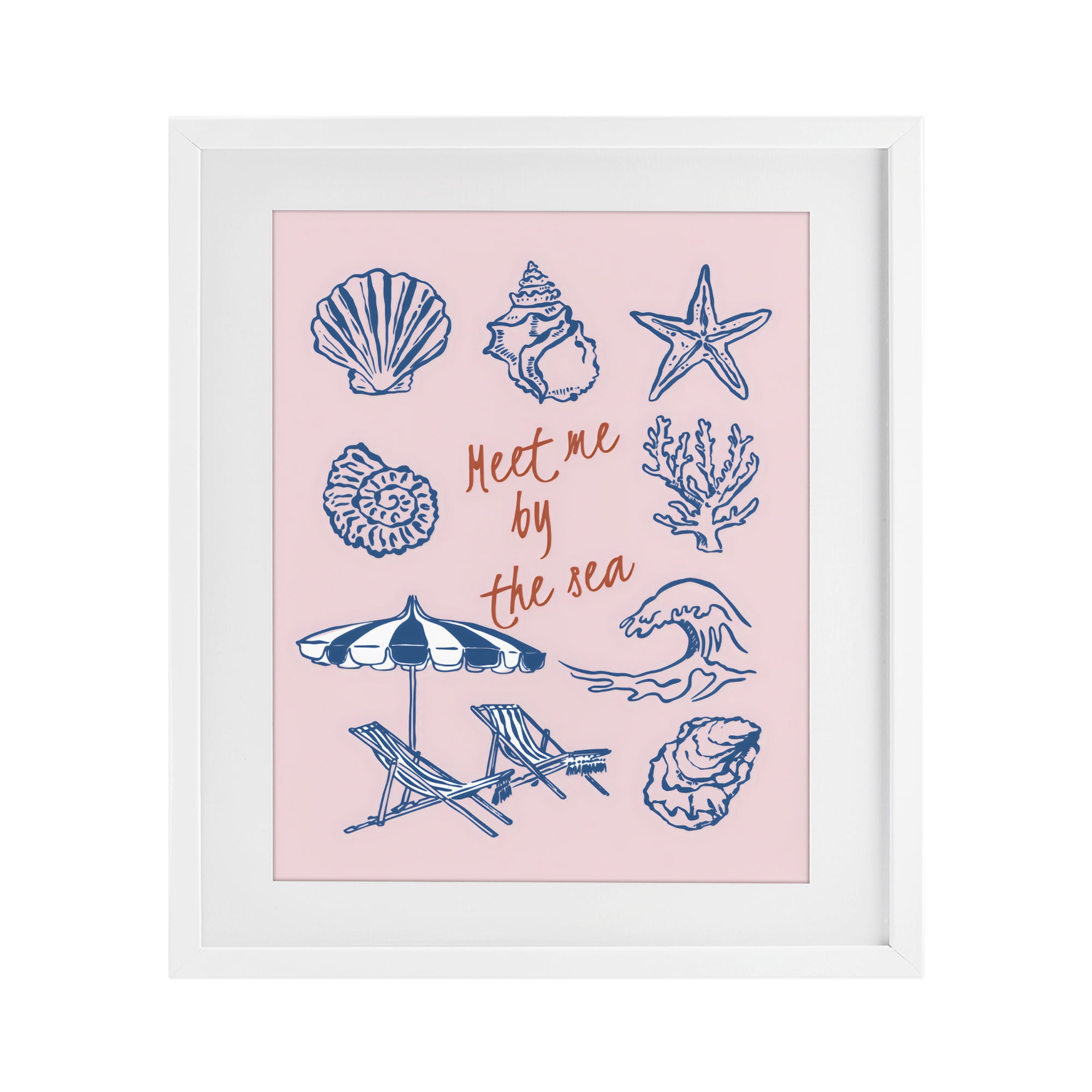 Stupell Industries Meet Me By The Sea White Framed Print Under Glass, design by The Prints Vibe