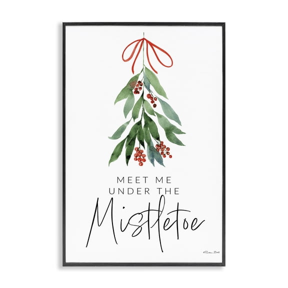 Stupell Industries Meet Me Under Mistletoe Holiday Painting Black Framed Art Print Wall Art, 20 x 30