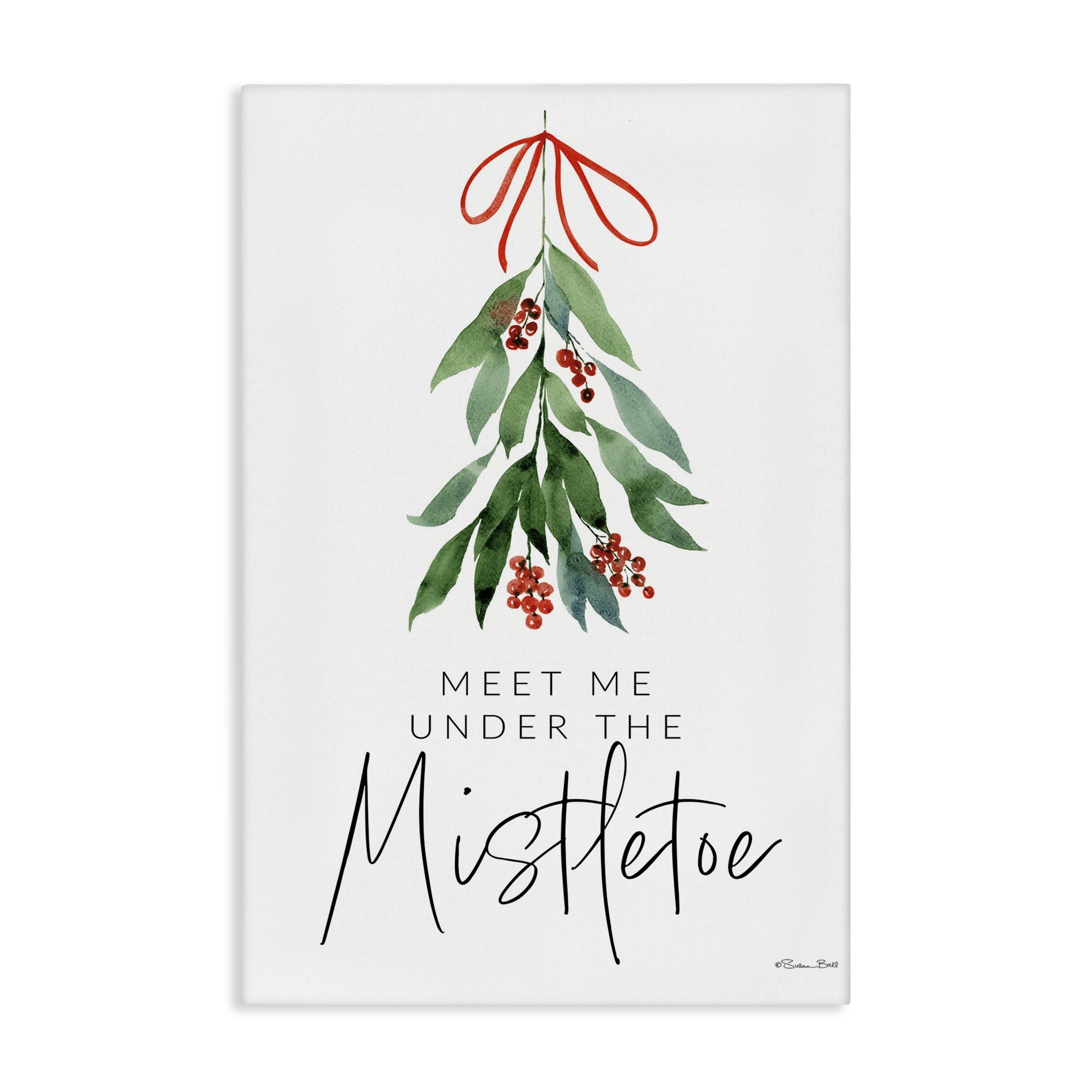 Stupell Industries Meet Me Under Mistletoe Holiday Painting Gallery Wrapped Canvas Art Print Wall Art, 20 x 30