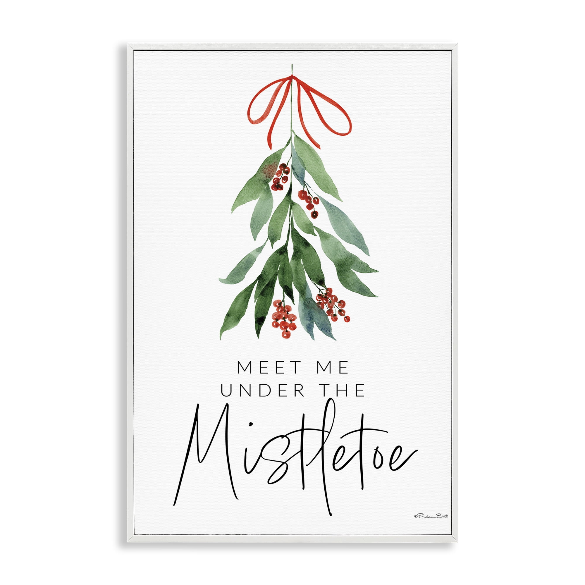 Stupell Industries Meet Me Under Mistletoe Holiday Painting White Framed Art Print Wall Art, 16 x 24