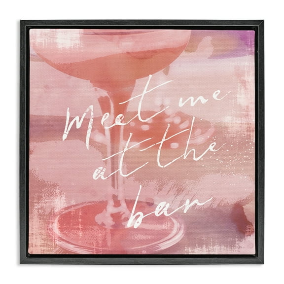 Stupell Industries Meet Me at Bar Martini Food & Beverage Painting Black Floater Framed Canvas Art Print Wall Art, 18 x 18