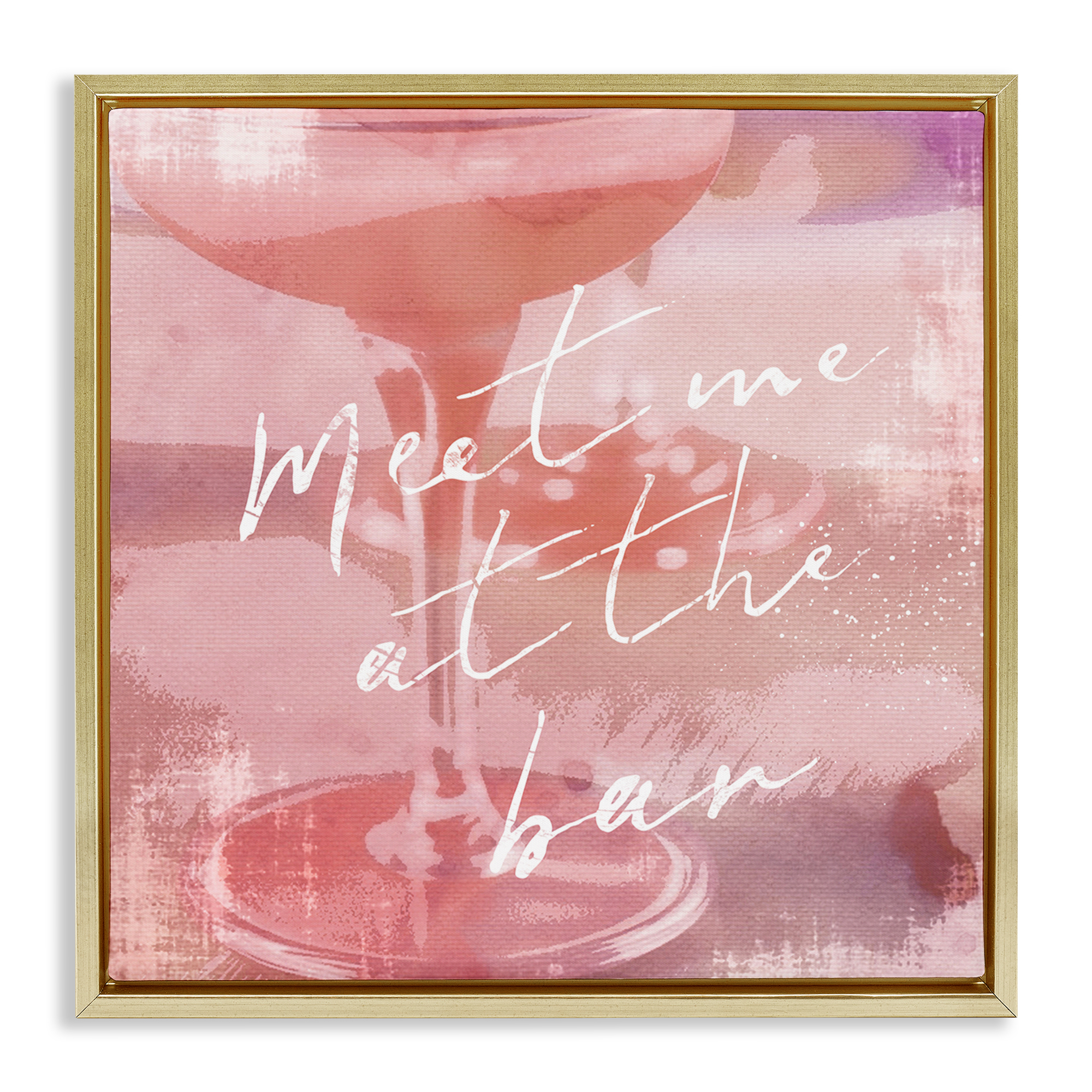 Stupell Industries Meet Me at Bar Martini Food & Beverage Painting Gold Floater Framed Canvas Art Print Wall Art, 18 x 18