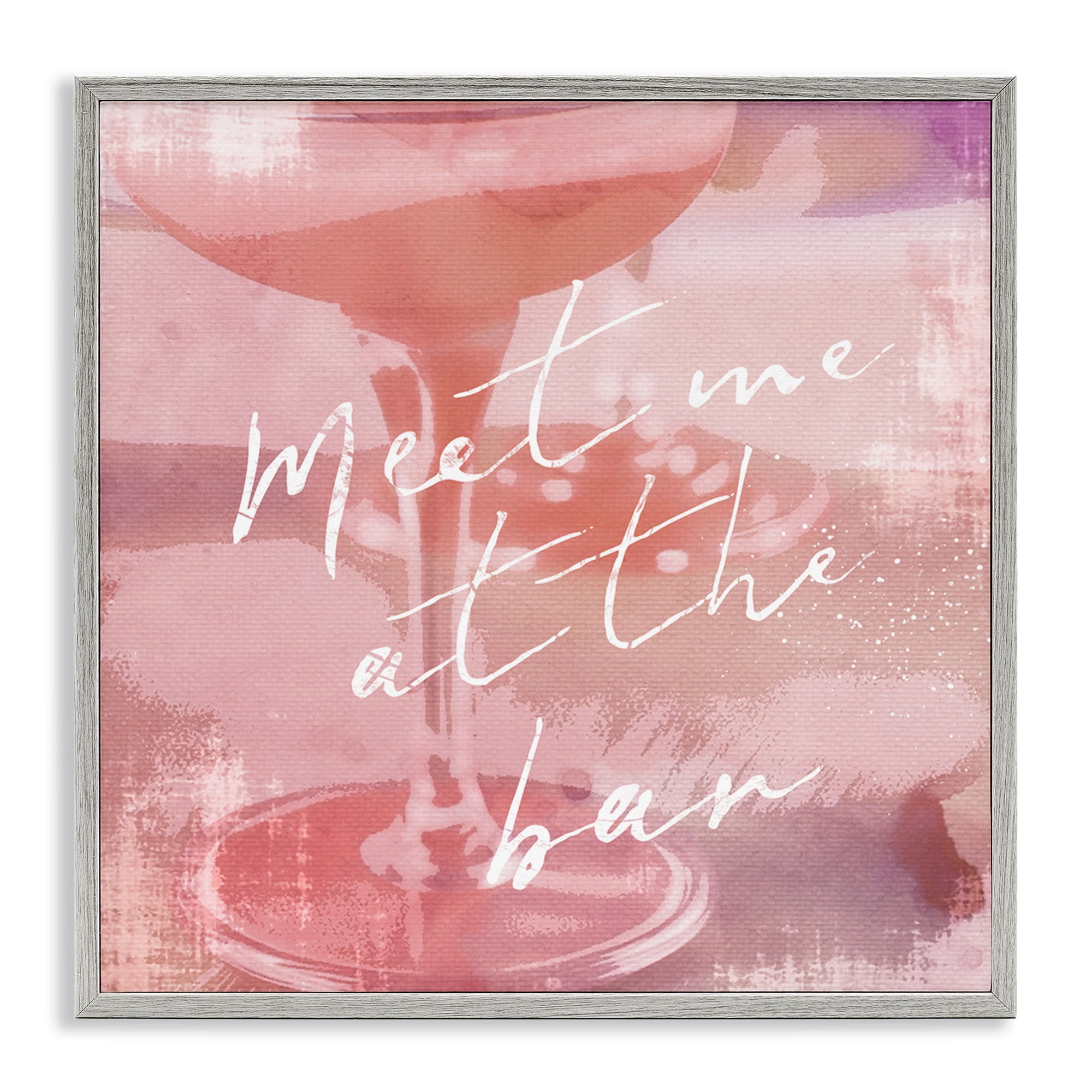 Stupell Industries Meet Me at Bar Martini Food & Beverage Painting Gray Framed Art Print Wall Art, 17 x 17