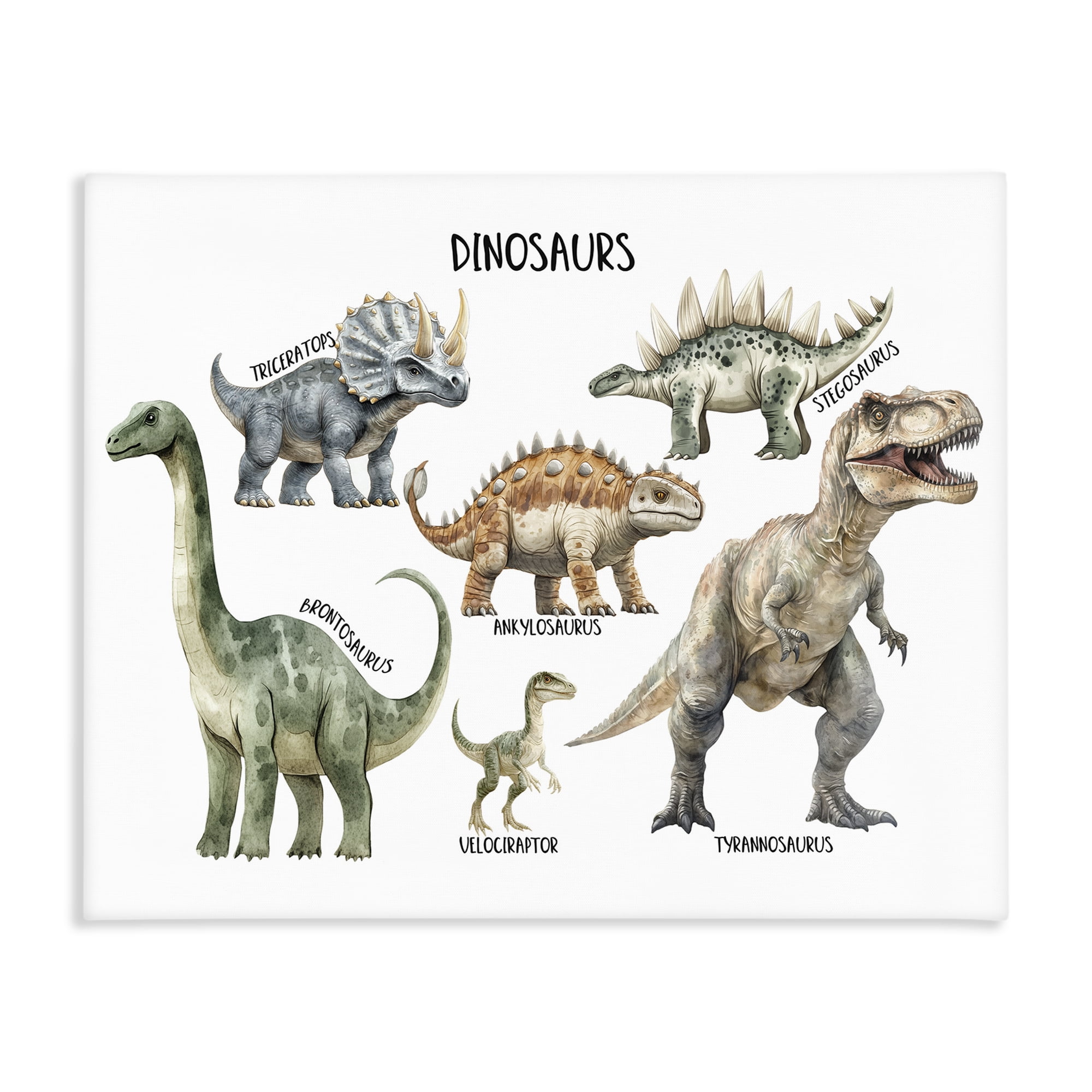 Stupell Industries Meet The Dinosaurs Canvas Wall Art, design by Christine Simpson Art