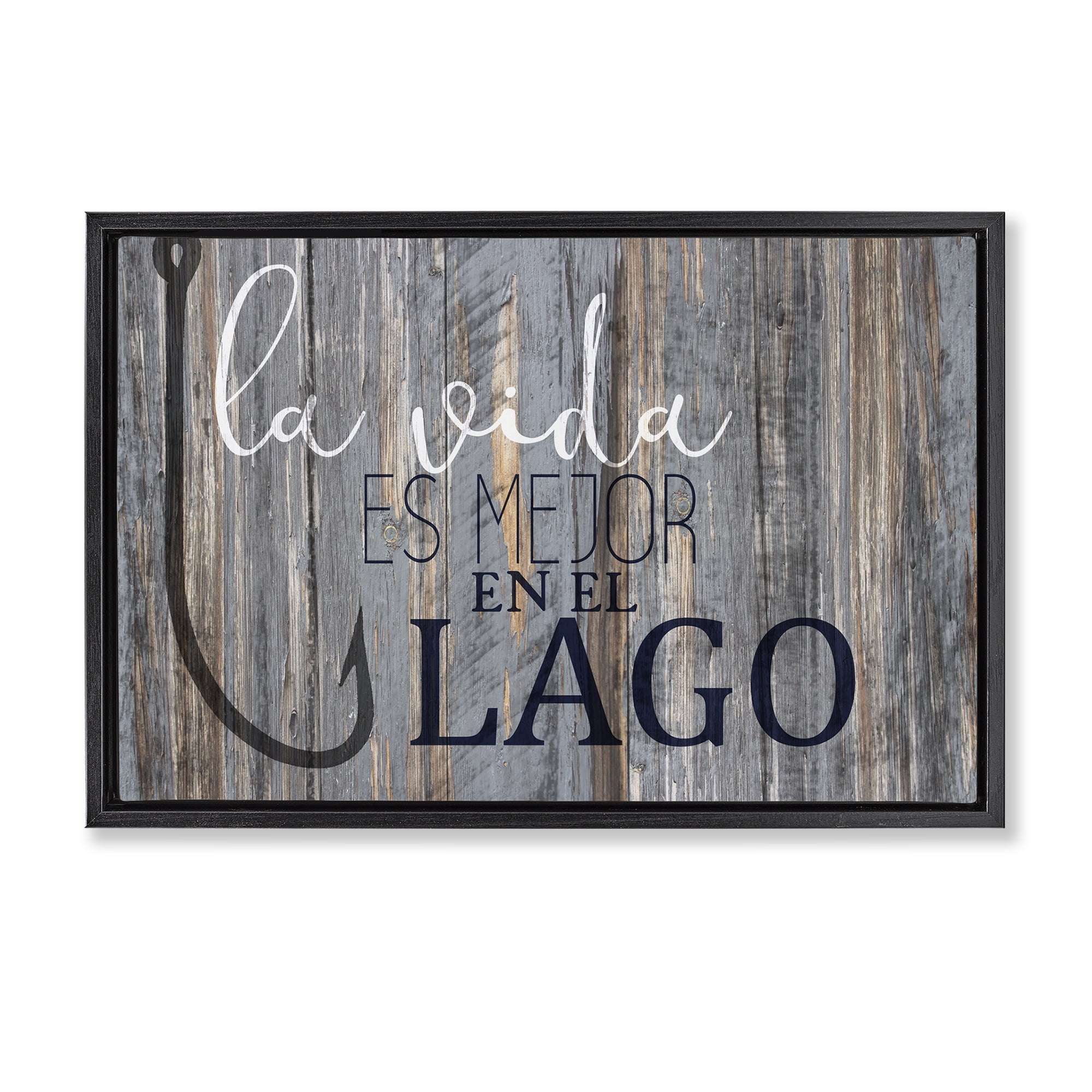 Stupell Industries Mejor en el Lago Azul Inspirational Quotes & Sayings Painting Black Floater Framed Art Print Wall Art, 31 x 21