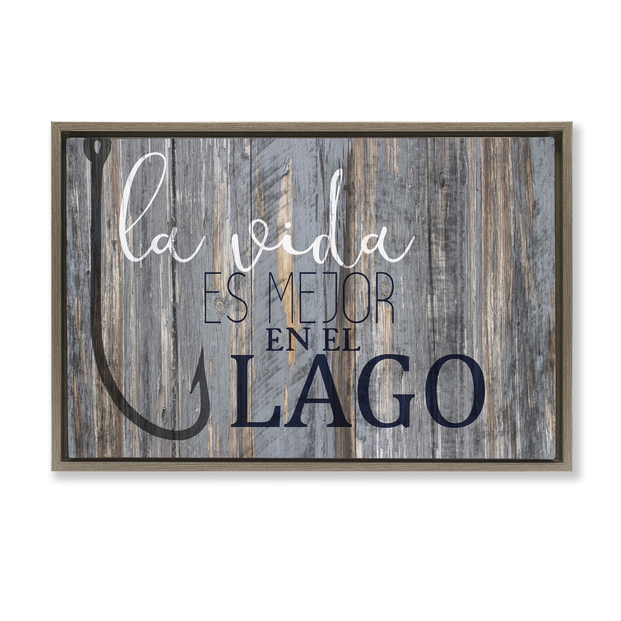 Stupell Industries Mejor en el Lago Azul Inspirational Quotes & Sayings Painting Brown Floater Framed Art Print Wall Art, 31 x 21