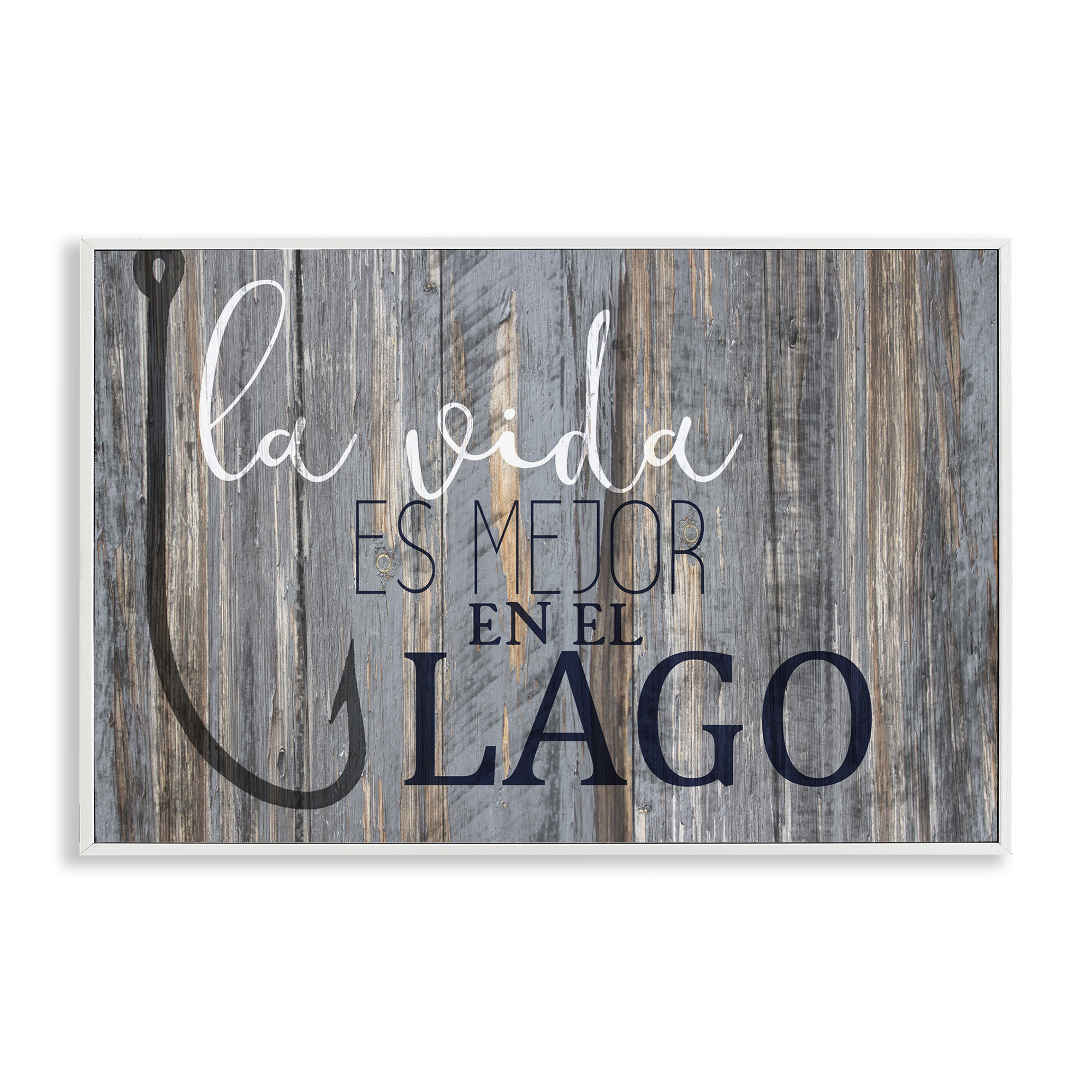 Stupell Industries Mejor en el Lago Azul Inspirational Quotes & Sayings Painting White Framed Art Print Wall Art, 18 x 12