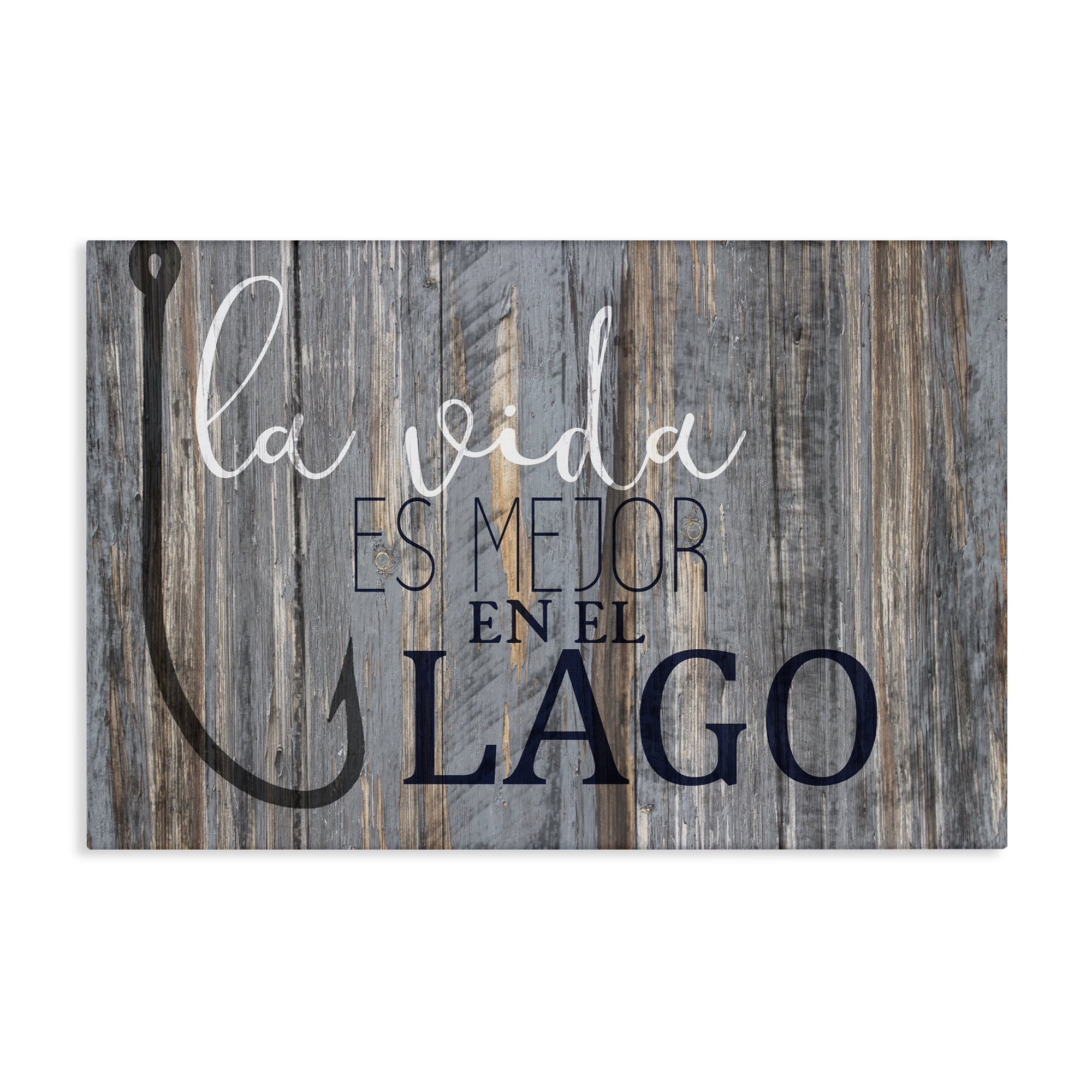 Stupell Industries Mejor en el Lago Azul Inspirational Quotes & Sayings Painting Wrapped Canvas Art Print Wall Art, 45 x 30