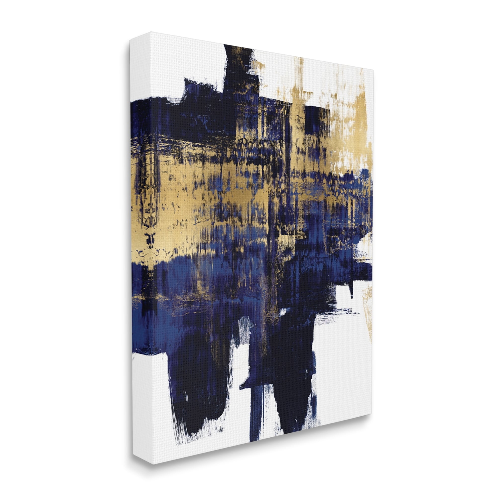 Stupell Industries Mellow Blue Gold Brush Stroke Abstract,30 x 40,Designed by Alex Wise