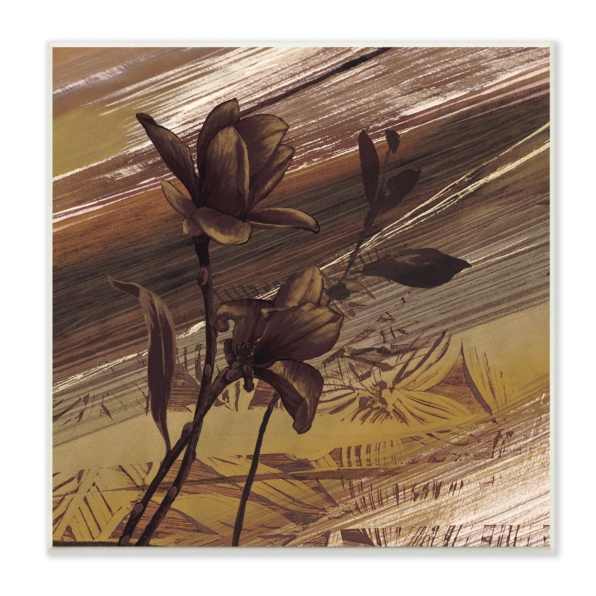 Stupell Industries Mellow Brown Flowers Abstract Tan Muddy Earth Tones, 12 x 12, Designed by Anne Brochard