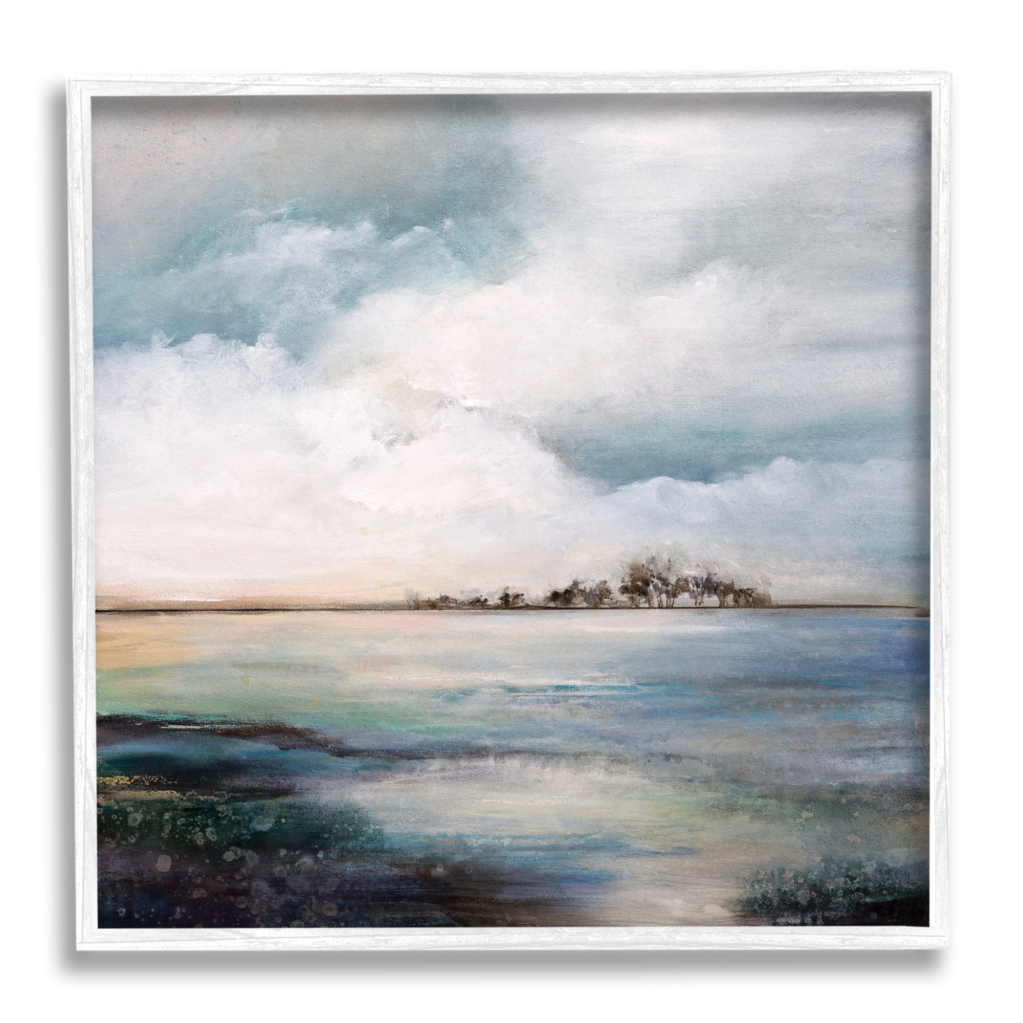 Stupell Industries Mellow Island Landscape Deep Dark Waters Cloudy Sky, 12 x 12, Designed by Karen Hale
