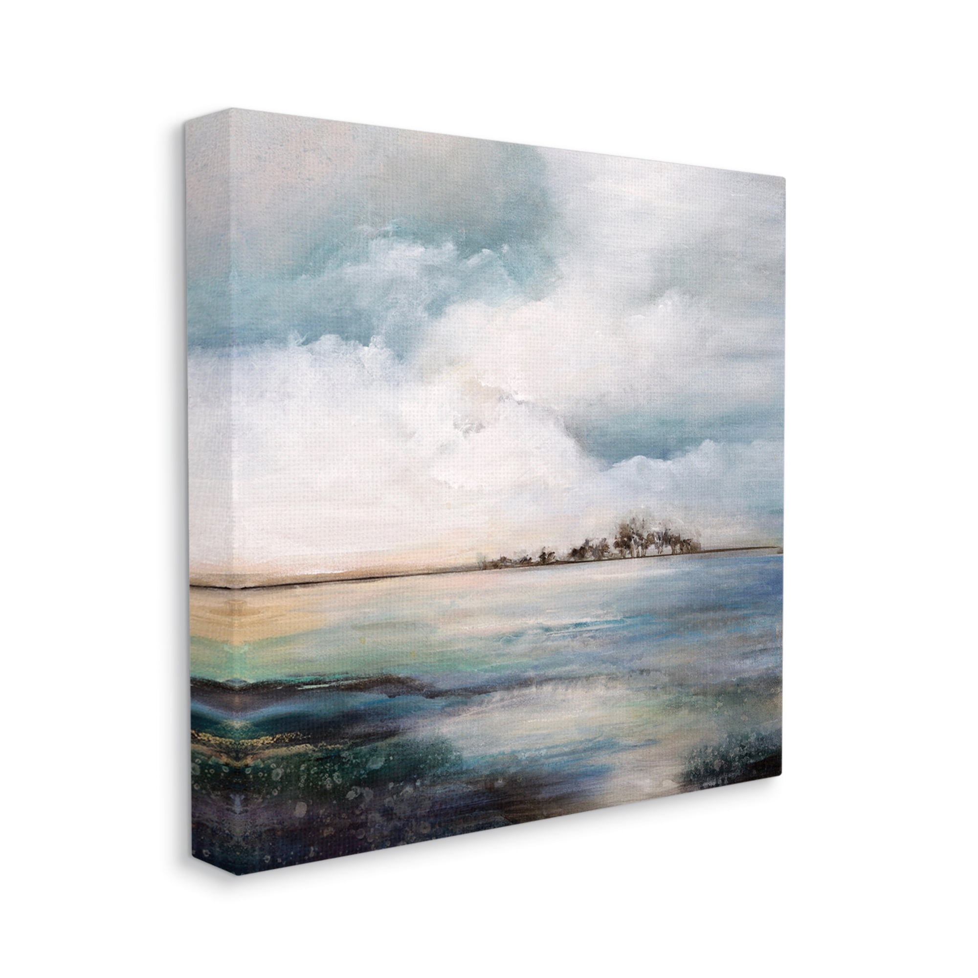 Stupell Industries Mellow Island Landscape Deep Dark Waters Cloudy Sky, 30 x 30, Designed by Karen Hale