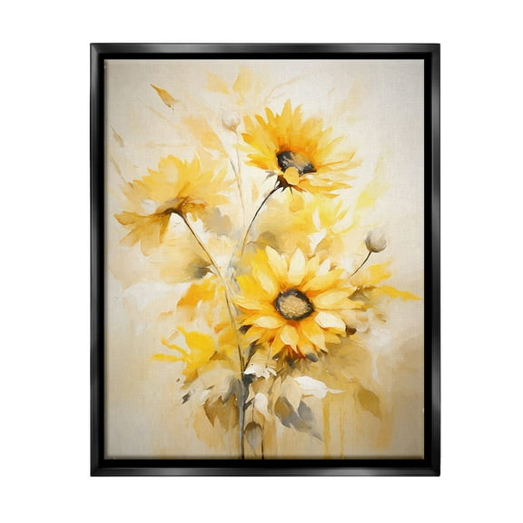 Stupell Industries Mellow Yellow Bunches Botanical & Floral Painting Black Floater Framed Canvas Art Print Wall Art, 17 x 21