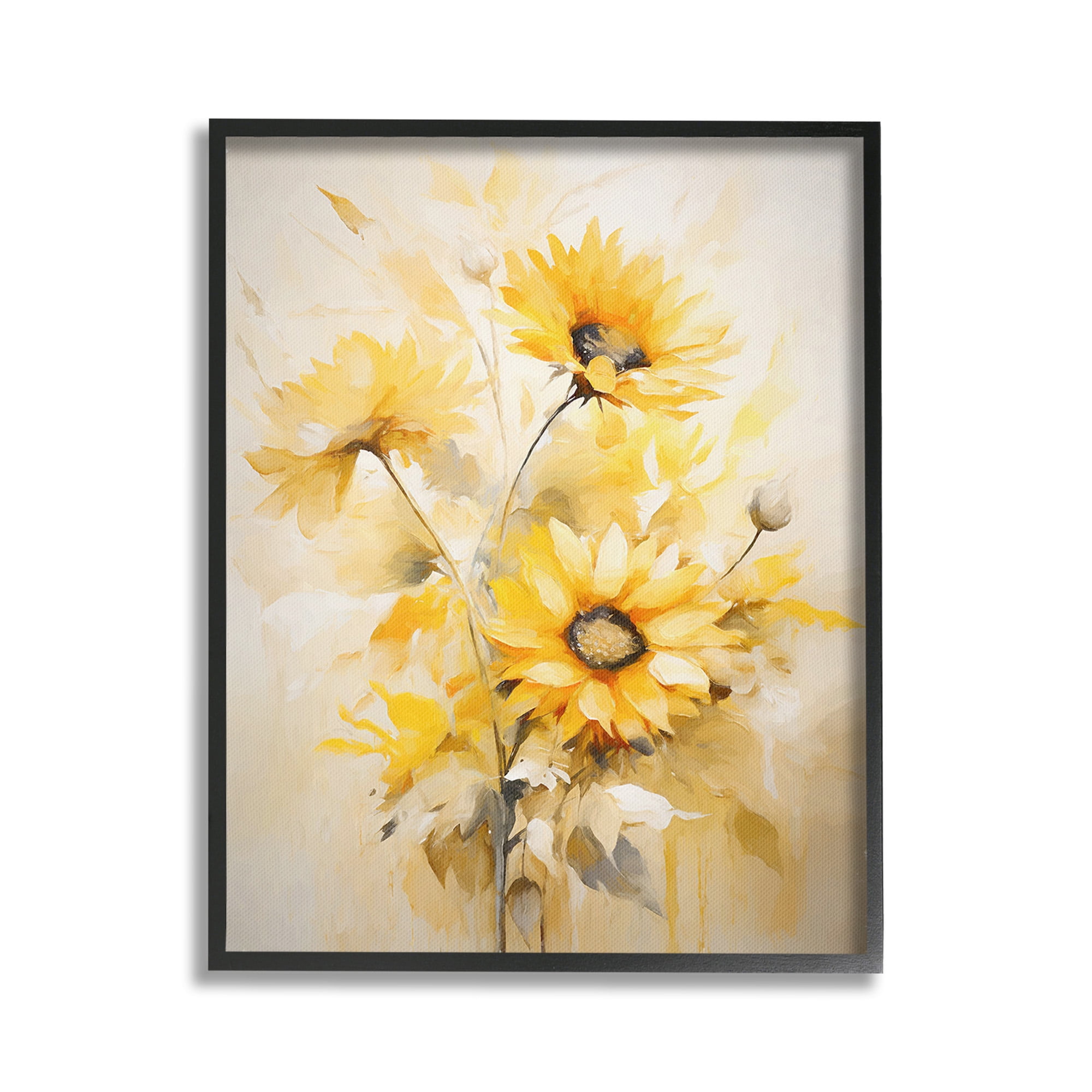 Stupell Industries Mellow Yellow Bunches Botanical & Floral Painting Black Framed Art Print Wall Art, 24 x 30