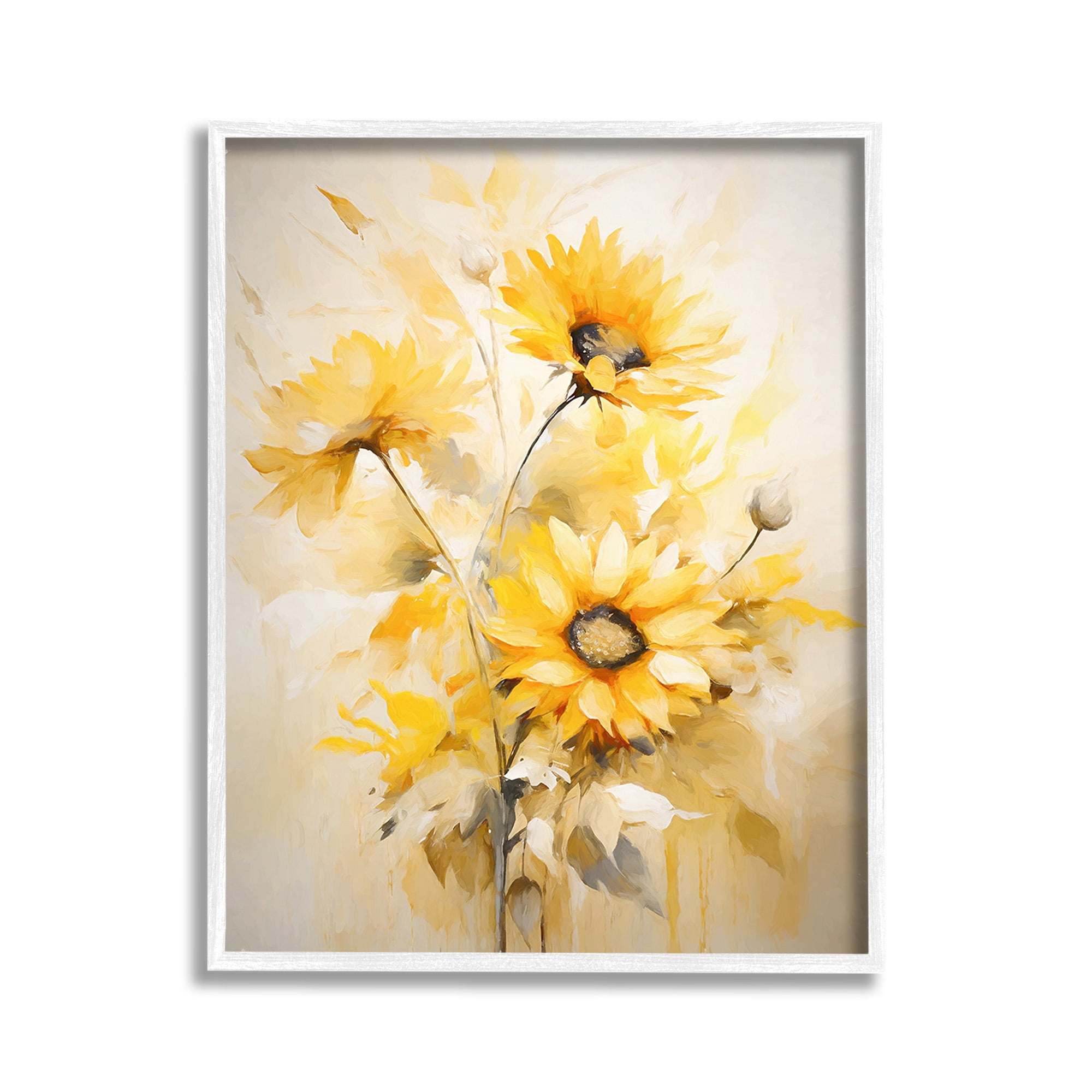 Stupell Industries Mellow Yellow Bunches Botanical & Floral Painting White Framed Art Print Wall Art, 11 x 14