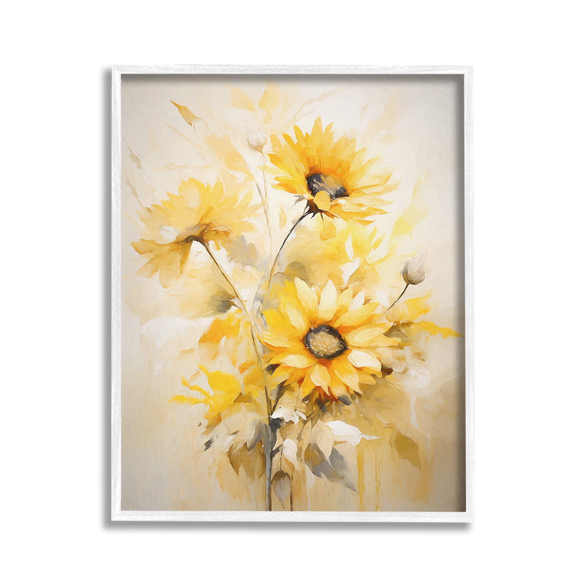 Stupell Industries Mellow Yellow Bunches Botanical & Floral Painting White Framed Art Print Wall Art, 24 x 30