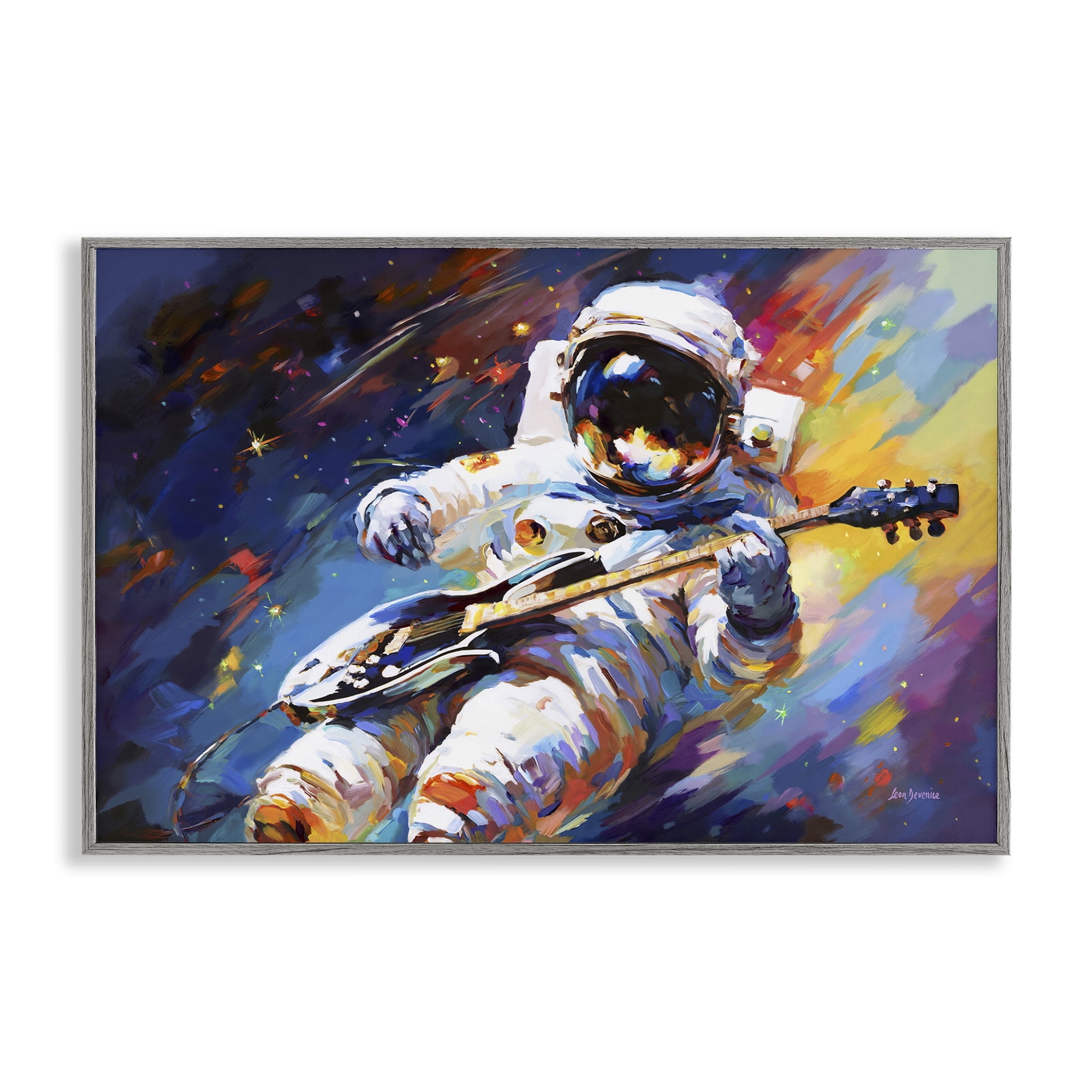 Stupell Industries Melodies Beyond Earth Astrology & Stars Painting Gray Framed Art Print Wall Art, 18 x 12