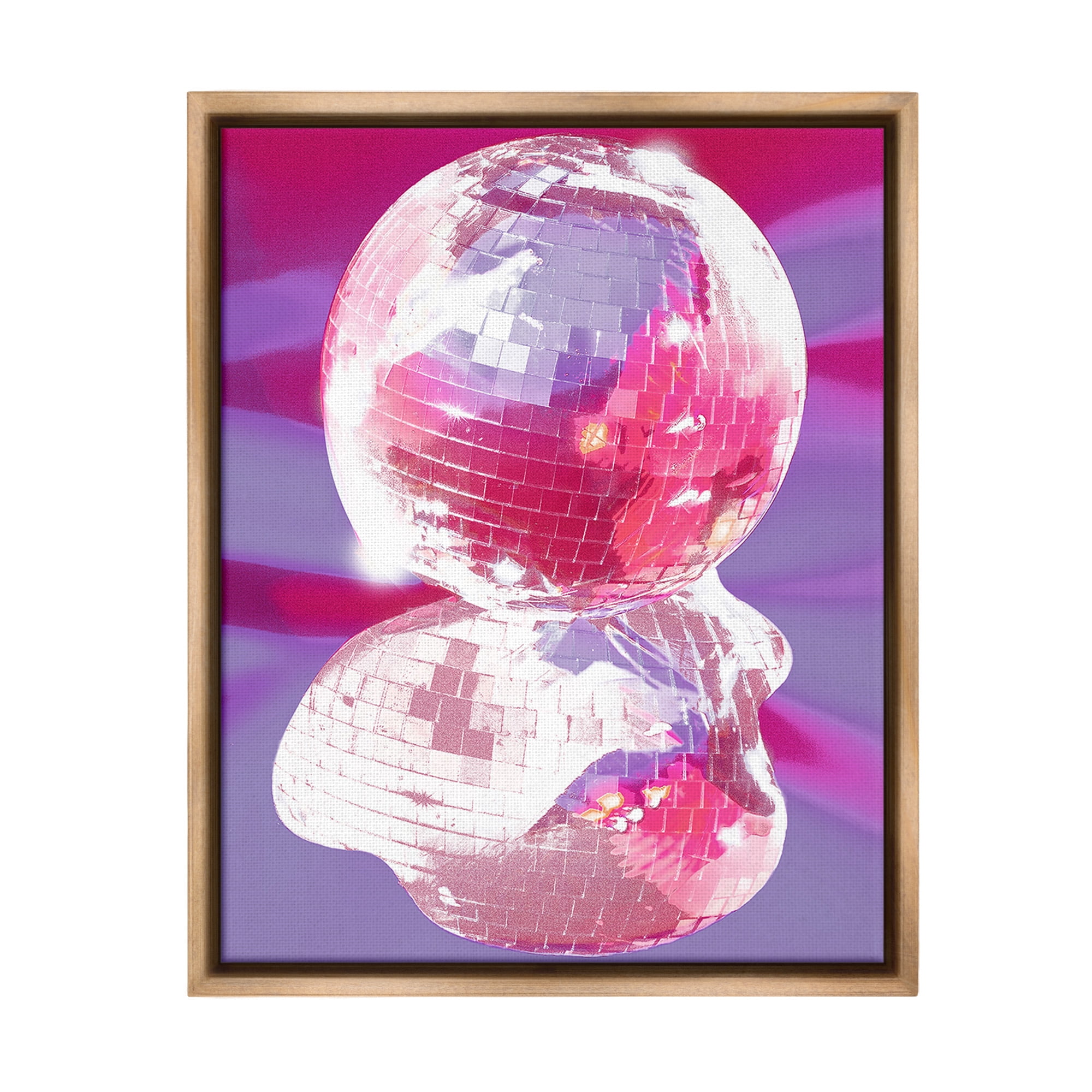 Stupell Industries Melting Disco Abstraction Abstract Painting Brown Floater Framed Canvas Art Print Wall Art, 25 x 31