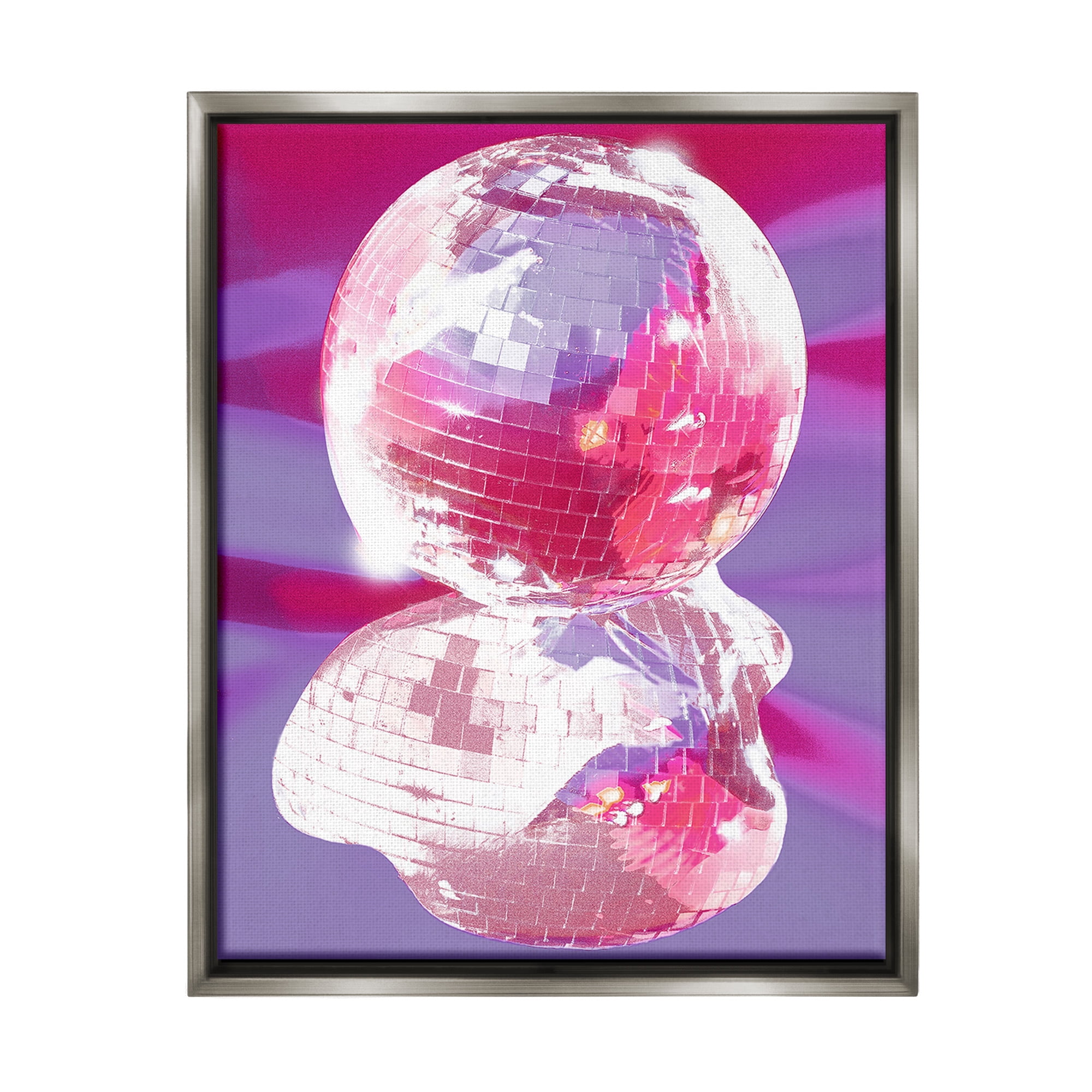 Stupell Industries Melting Disco Abstraction Abstract Painting Gray Floater Framed Canvas Art Print Wall Art, 25 x 31
