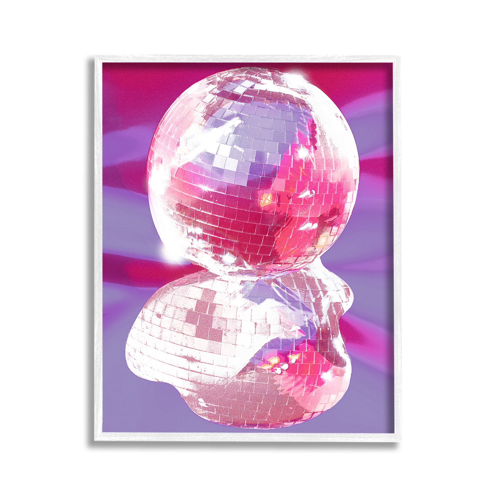 Stupell Industries Melting Disco Abstraction Abstract Painting White Framed Art Print Wall Art, 11 x 14
