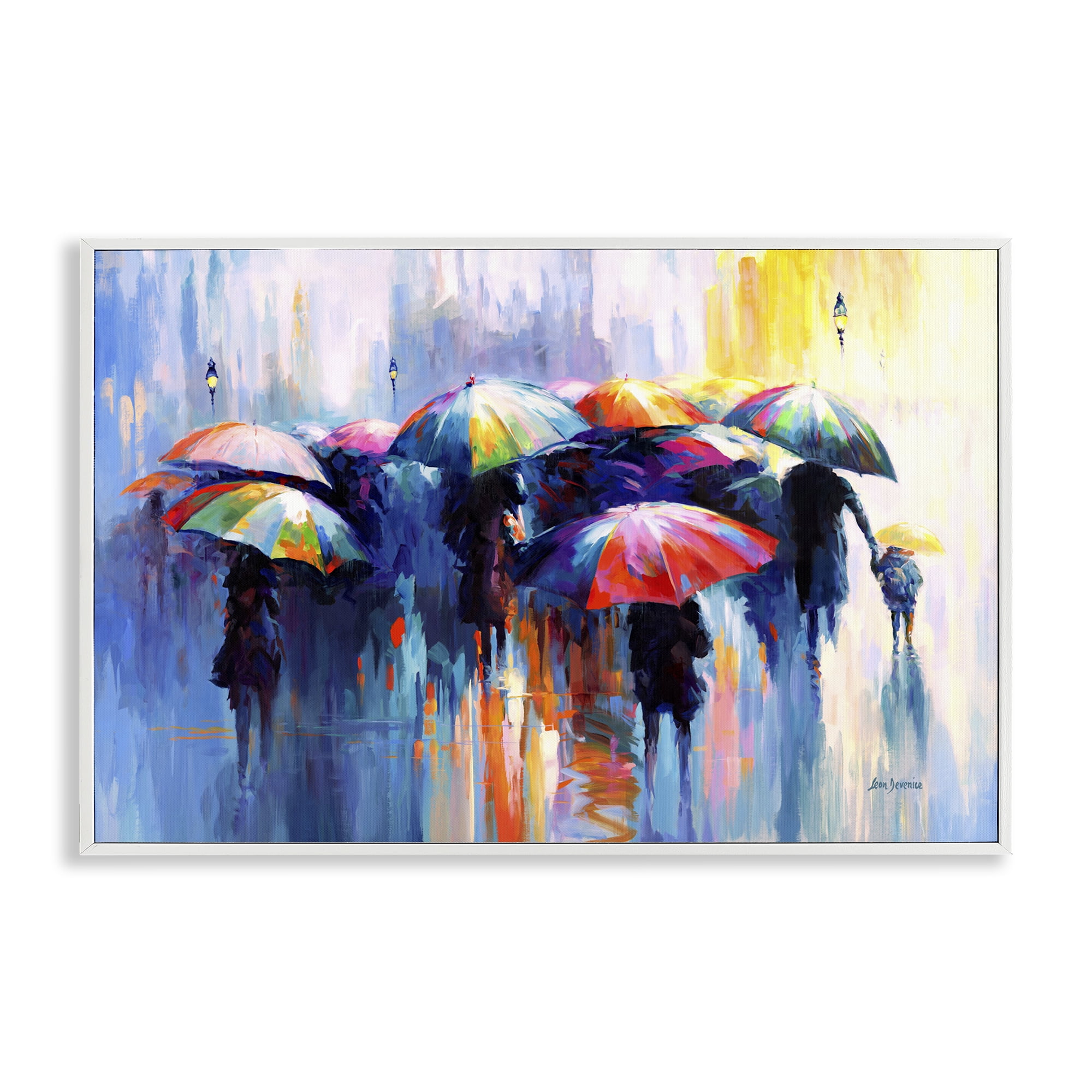 Stupell Industries Memories Beneath Rain Novelty Painting White Framed Art Print Wall Art, 30 x 20