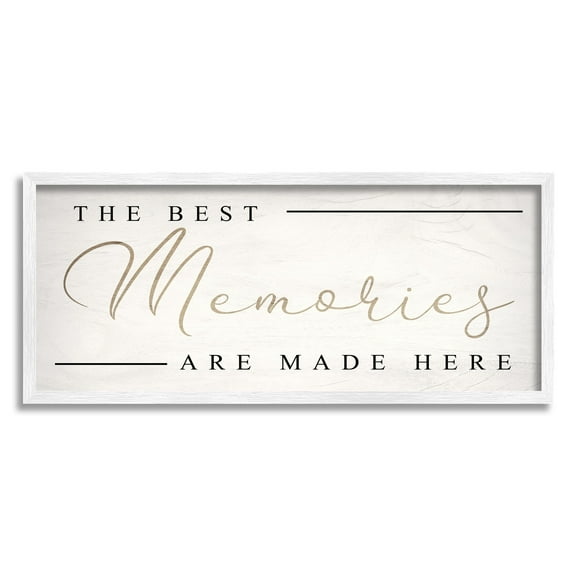 Stupell Industries Memories Phrase Touching Shabby Chic Glam Sign Framed Wall Art, 30 x 13, Design by Daphne Polselli