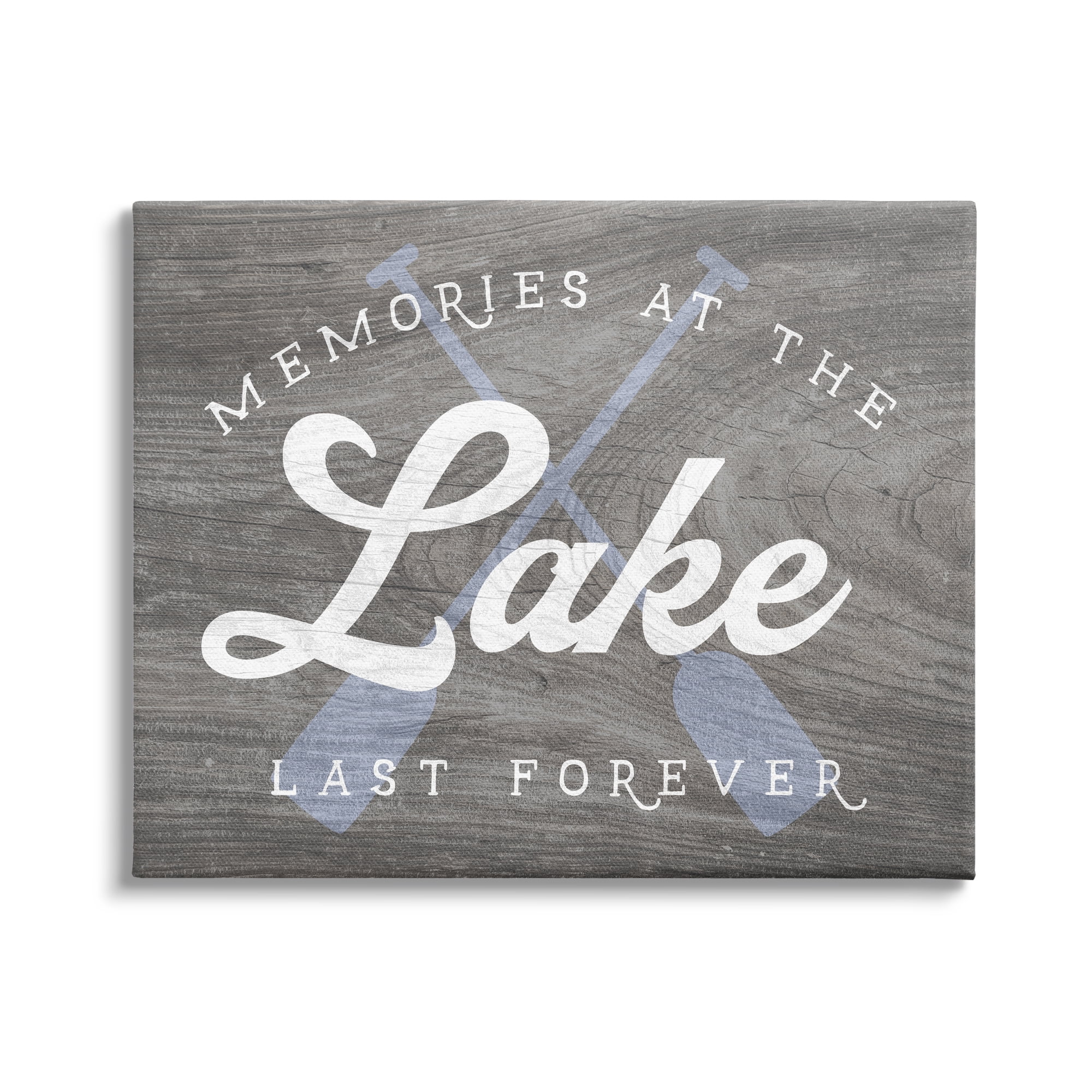 Stupell Industries Memories at Lake Phrase Rustic Boat Ores Motif Canvas Wall Art, 40 x 30, Design by Lil' Rue