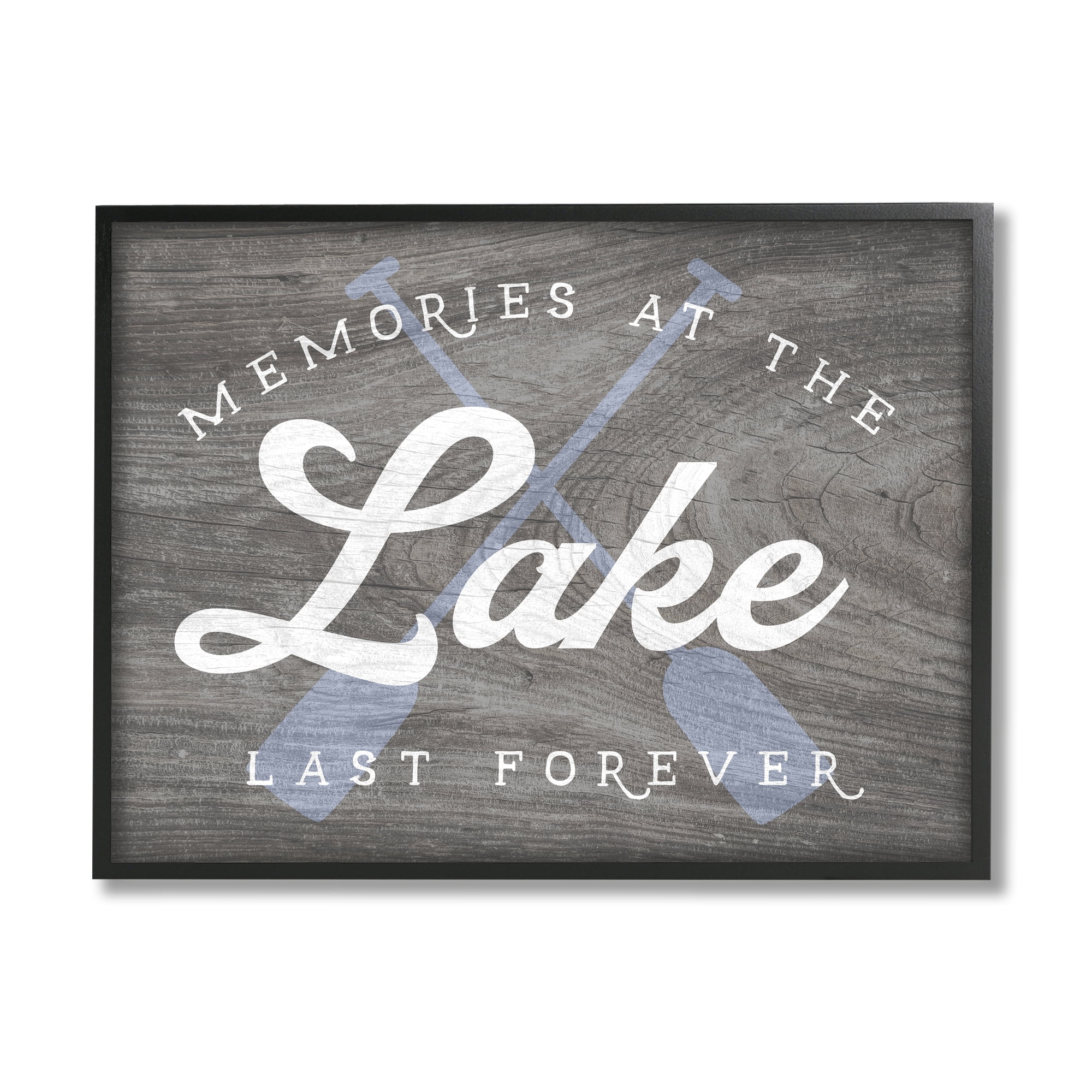 Stupell Industries Memories at Lake Phrase Rustic Boat Ores Motif Framed Wall Art, 14 x 11, Design by Lil' Rue