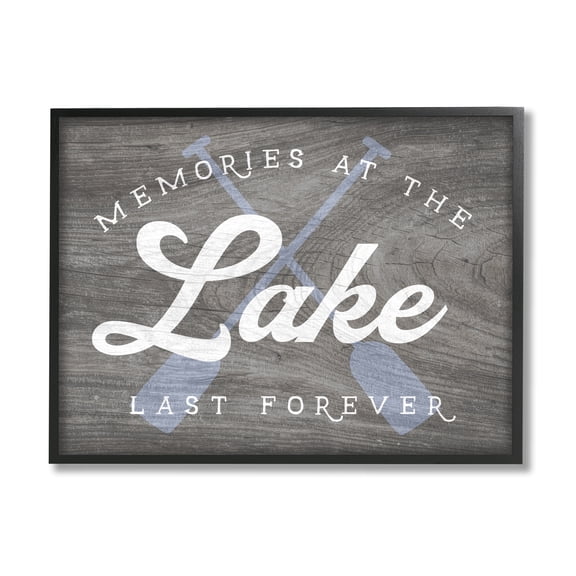 Stupell Industries Memories at Lake Phrase Rustic Boat Ores Motif Framed Wall Art, 14 x 11, Design by Lil' Rue