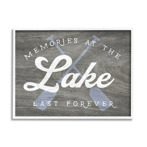 Stupell Industries Memories at Lake Phrase Rustic Boat Ores Motif Framed Wall Art, 14 x 11, Design by Lil' Rue