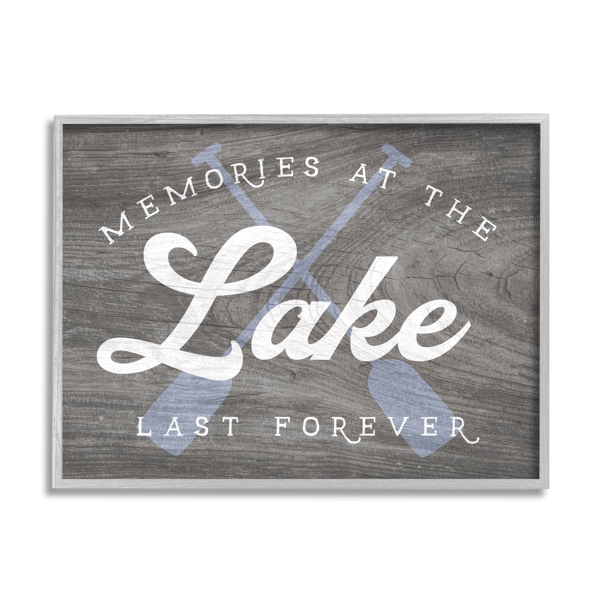 Stupell Industries Memories at Lake Phrase Rustic Boat Ores Motif Framed Wall Art, 20 x 16, Design by Lil' Rue