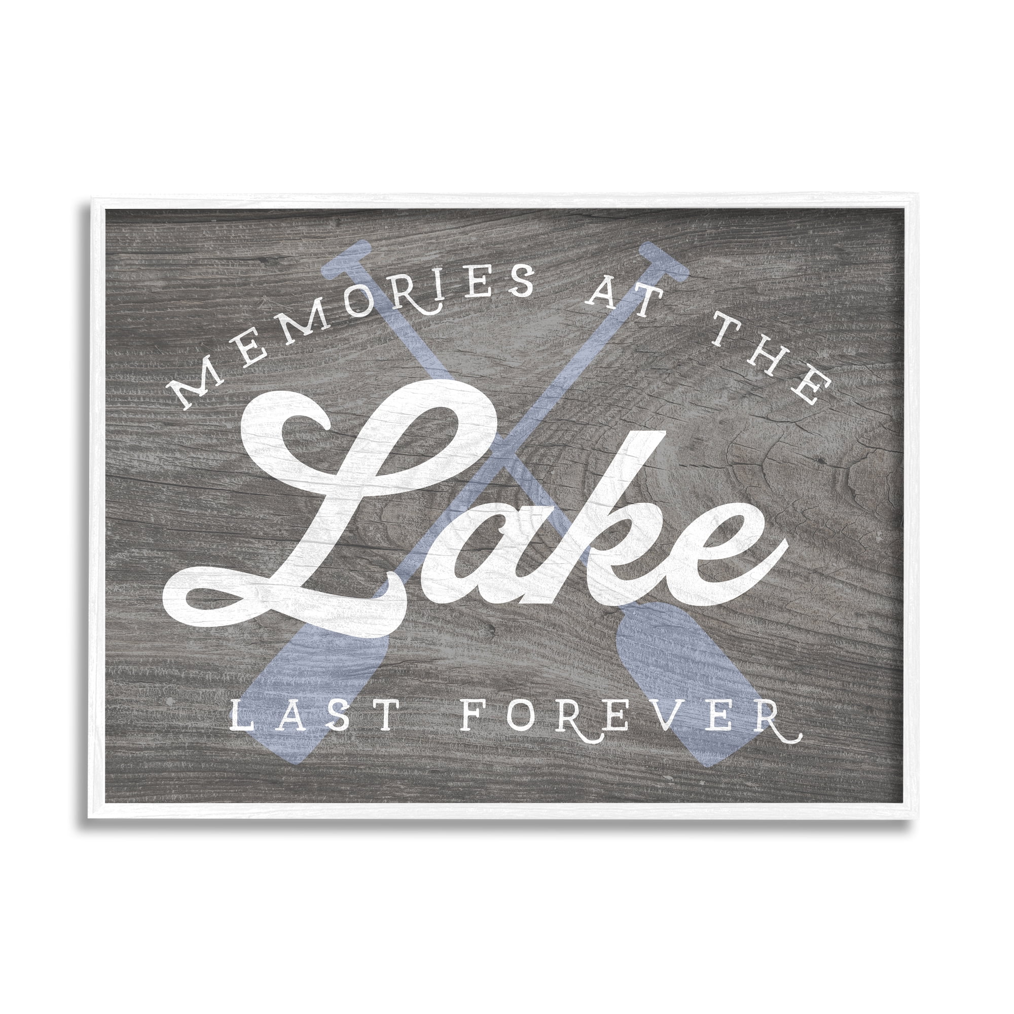 Stupell Industries Memories at Lake Phrase Rustic Boat Ores Motif Framed Wall Art, 30 x 24, Design by Lil' Rue