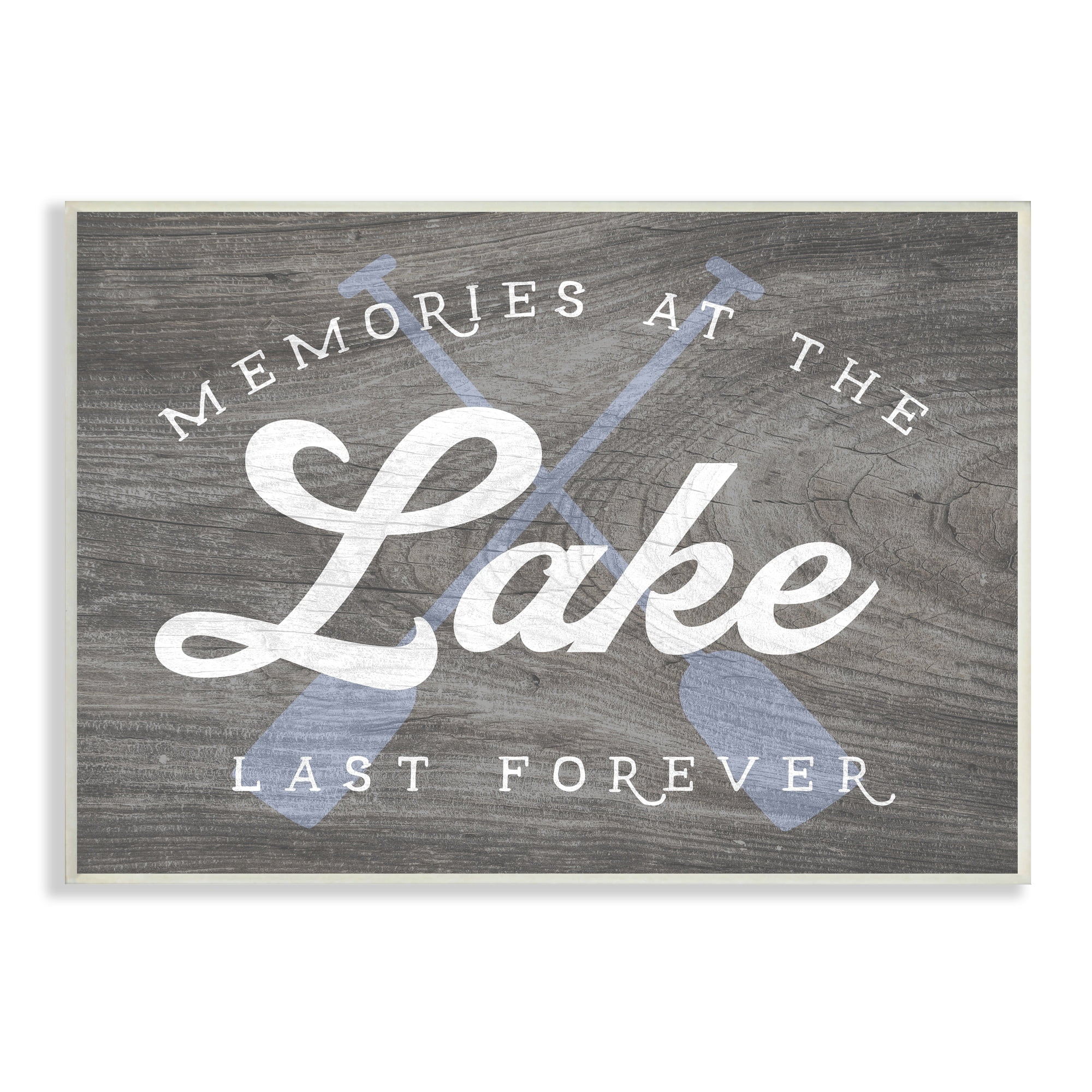 Stupell Industries Memories at Lake Phrase Rustic Boat Ores Motif Wood Wall Art, 15 x 10, Design by Lil' Rue
