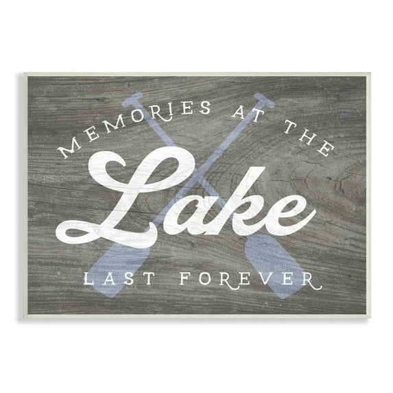 Stupell Industries Memories at Lake Phrase Rustic Boat Ores Motif Wood Wall Art, 19 x 13, Design by Lil' Rue