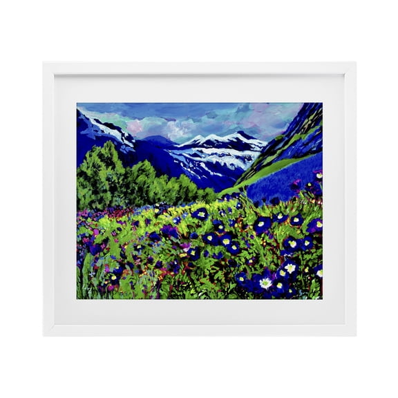 Memory Mountain Valley White Framed Print Under Glass, 21 x 17, Made In USA