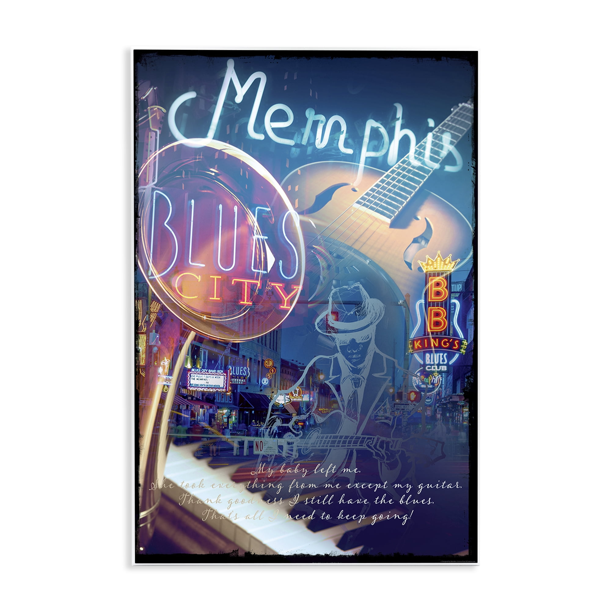 Stupell Industries Memphis Blues City Cities & Countries Painting Unframed Art Print Wall Art, 10 x 15