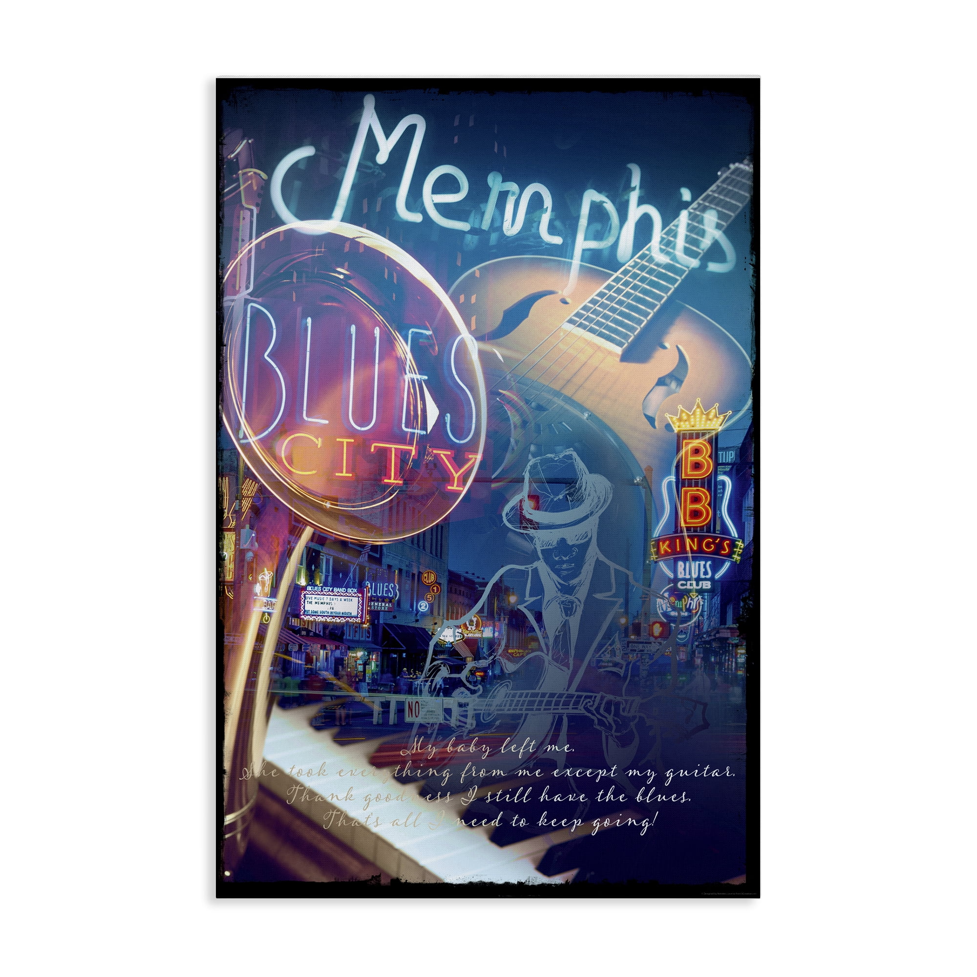 Stupell Industries Memphis Blues City Cities & Countries Painting Wrapped Canvas Art Print Wall Art, 30 x 45
