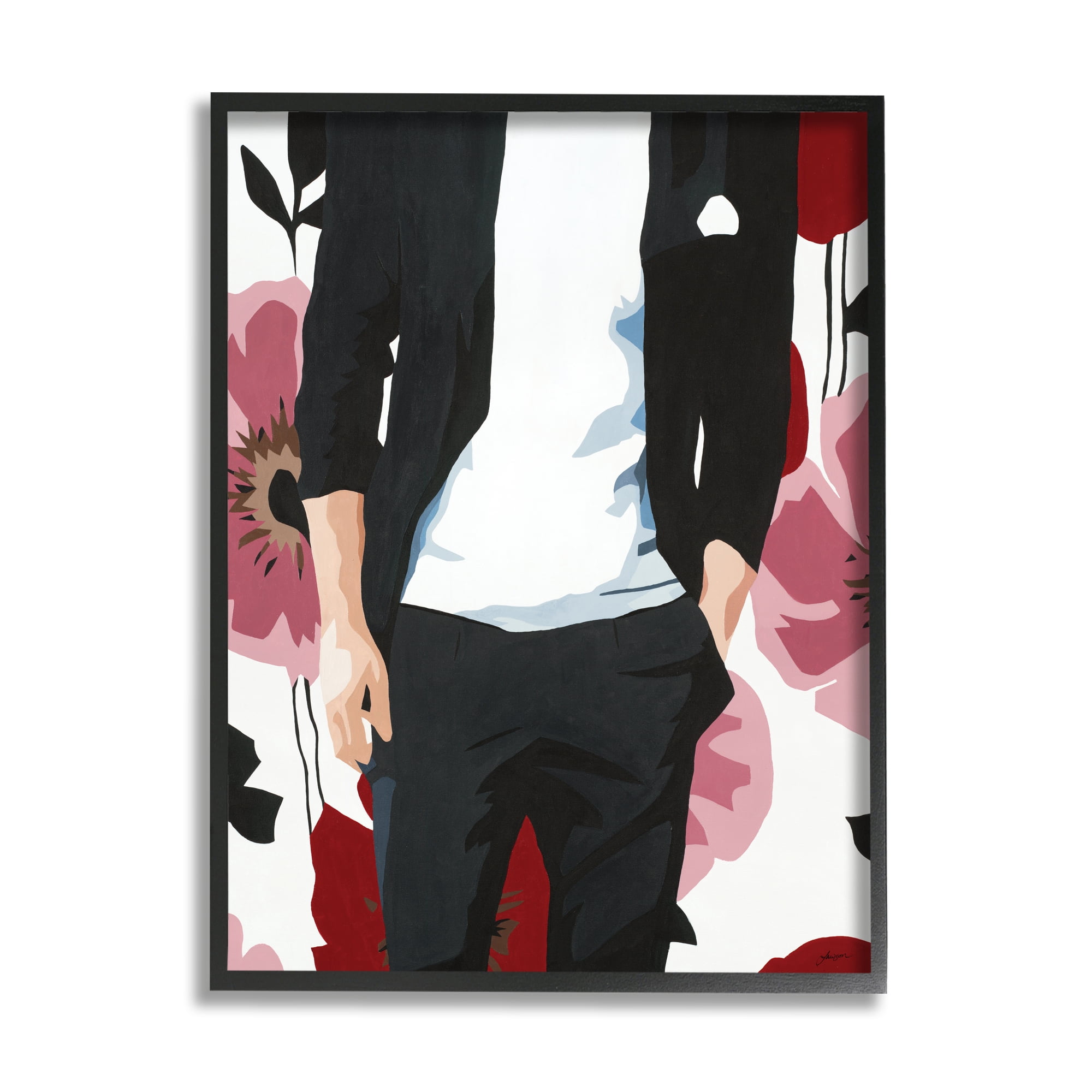 Stupell Industries Men's Casual Fashion Suit Pink Floral Pattern,11 x 14,Designed by Beth Ann Lawson