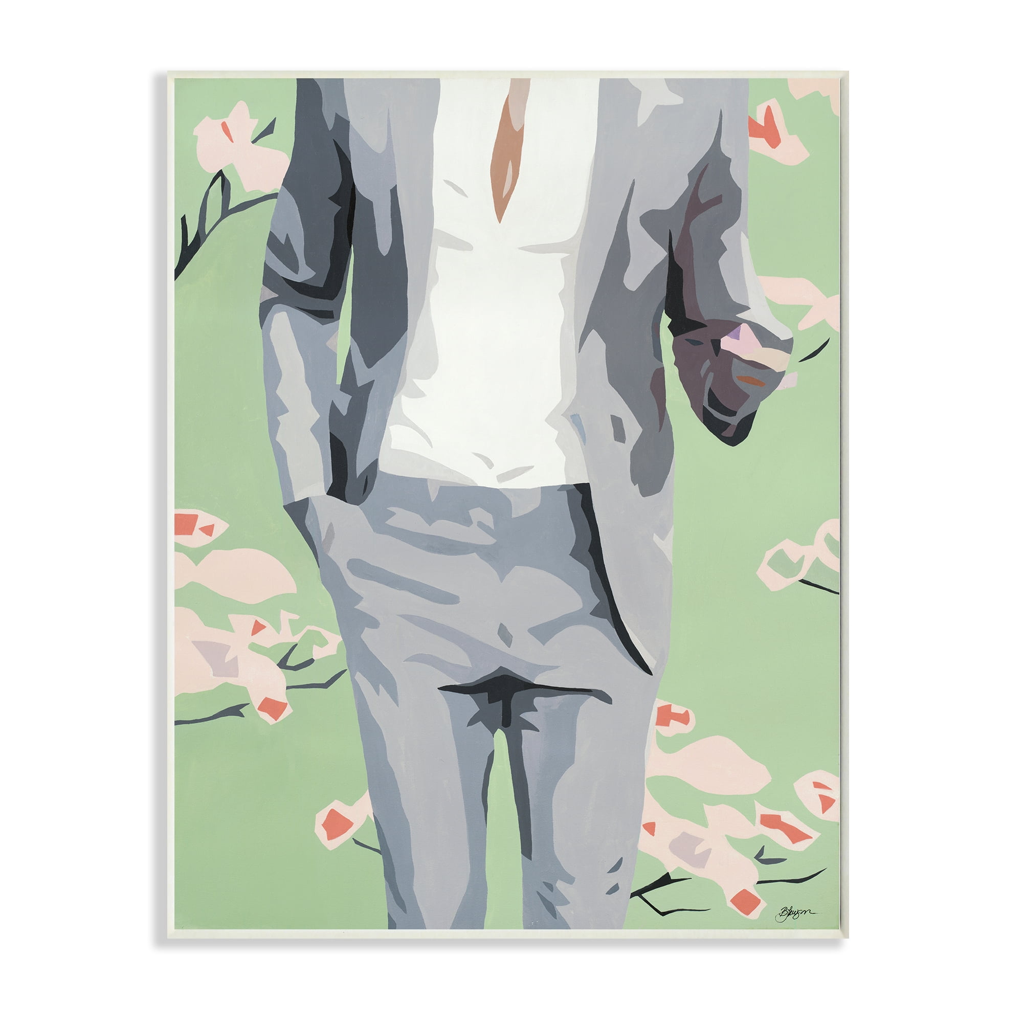 Stupell Industries Men's Fashion Business Suit over Pink Flowers,10 x 15,Designed by Beth Ann Lawson