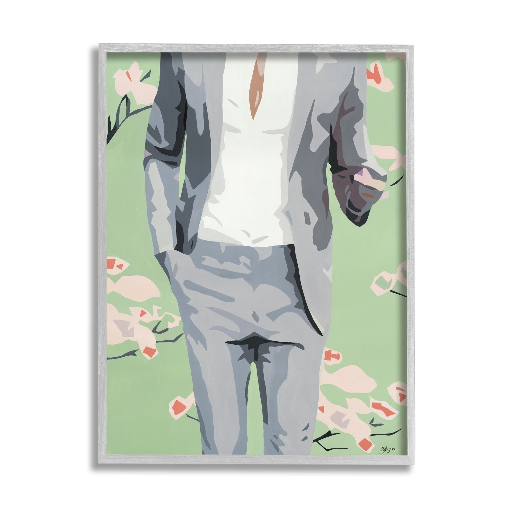 Stupell Industries Men's Fashion Business Suit over Pink Flowers,16 x 20,Designed by Beth Ann Lawson
