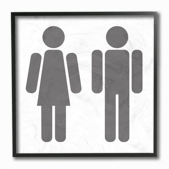 Stupell Industries Mens And Womens Restroom Bath Symbols Design Graphic Art Black Framed Art Print Wall Art, 12x12, by Milli Villa