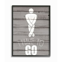 Stupell Industries Mens Room I Have To Go Funny Wood Texture Bath Word Design Graphic Art Black Framed Art Print Wall Art, 24x30, by Kim Allen