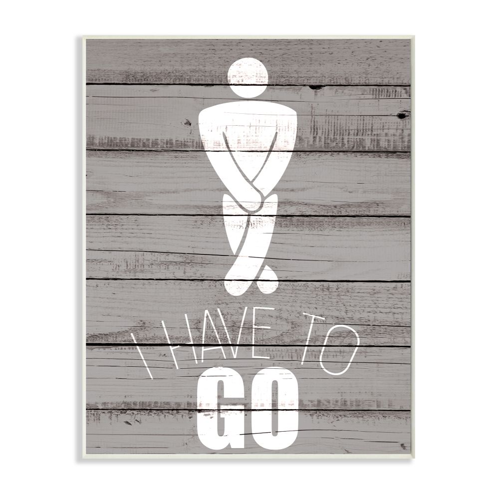 Stupell Industries Mens Room I Have To Go Funny Wood Texture Bath Word Design Wall Plaque by Kim Allen
