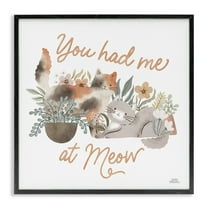 Stupell Industries Meow Garden Friends Animals & Insects Painting Black Framed Art Print Wall Art, 12 x 12