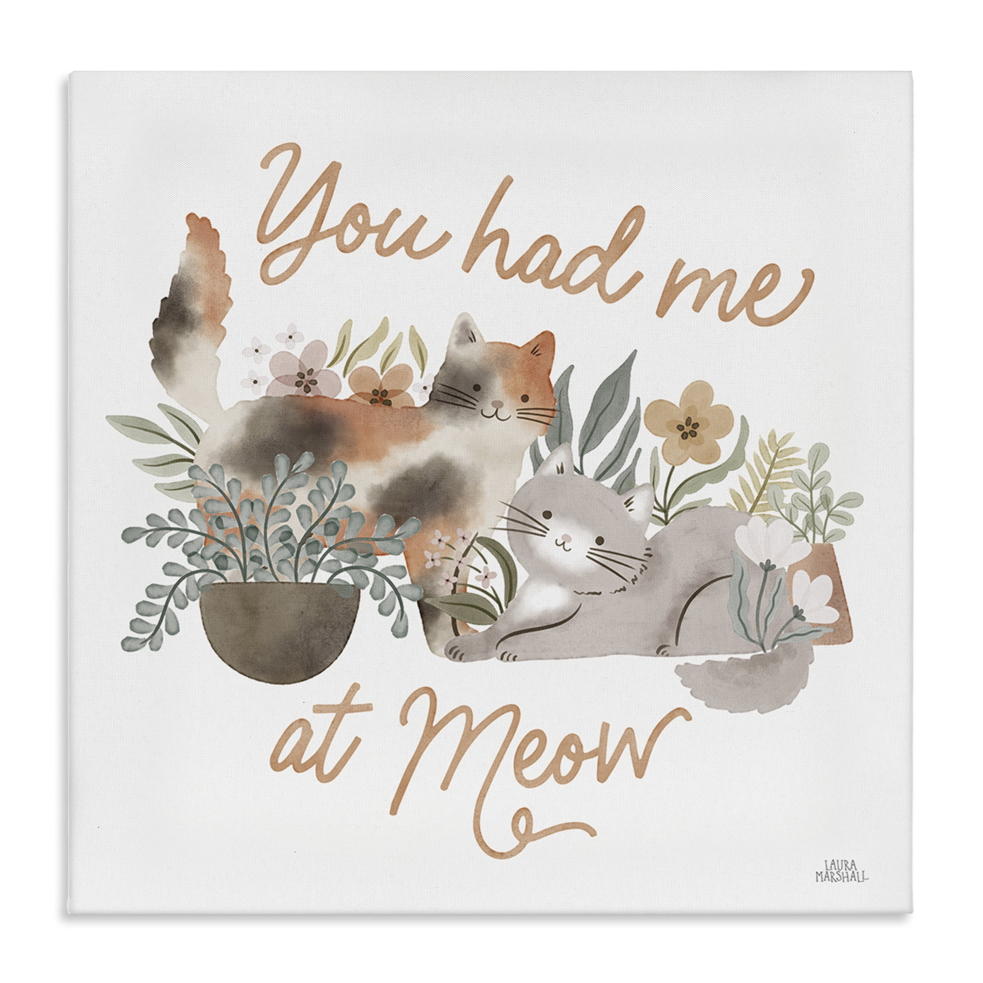 Stupell Industries Meow Garden Friends Animals & Insects Painting Gallery Wrapped Canvas Art Print Wall Art, 30 x 30