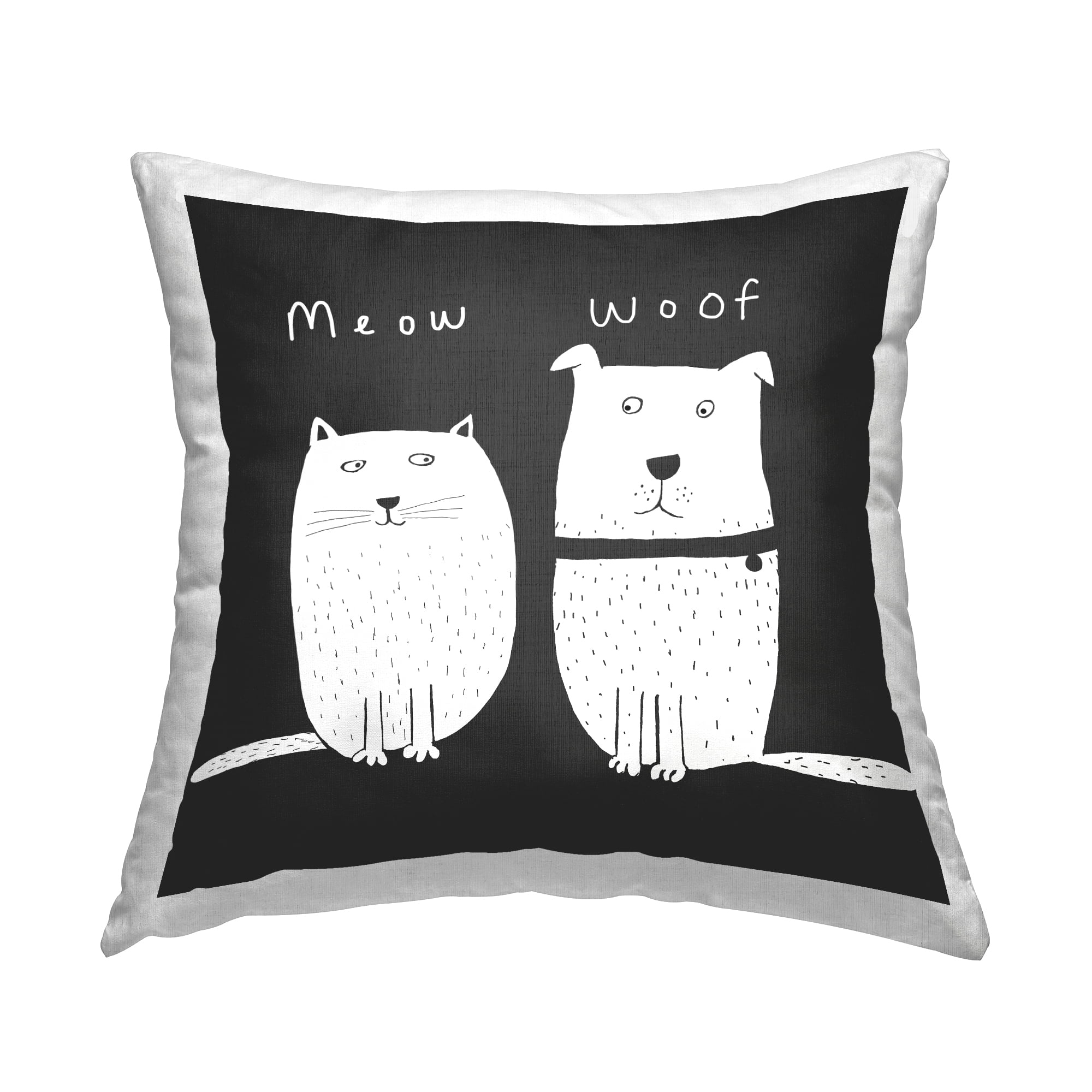 Stupell Industries Meow Woof Whimsical Cat Dog Square Decorative