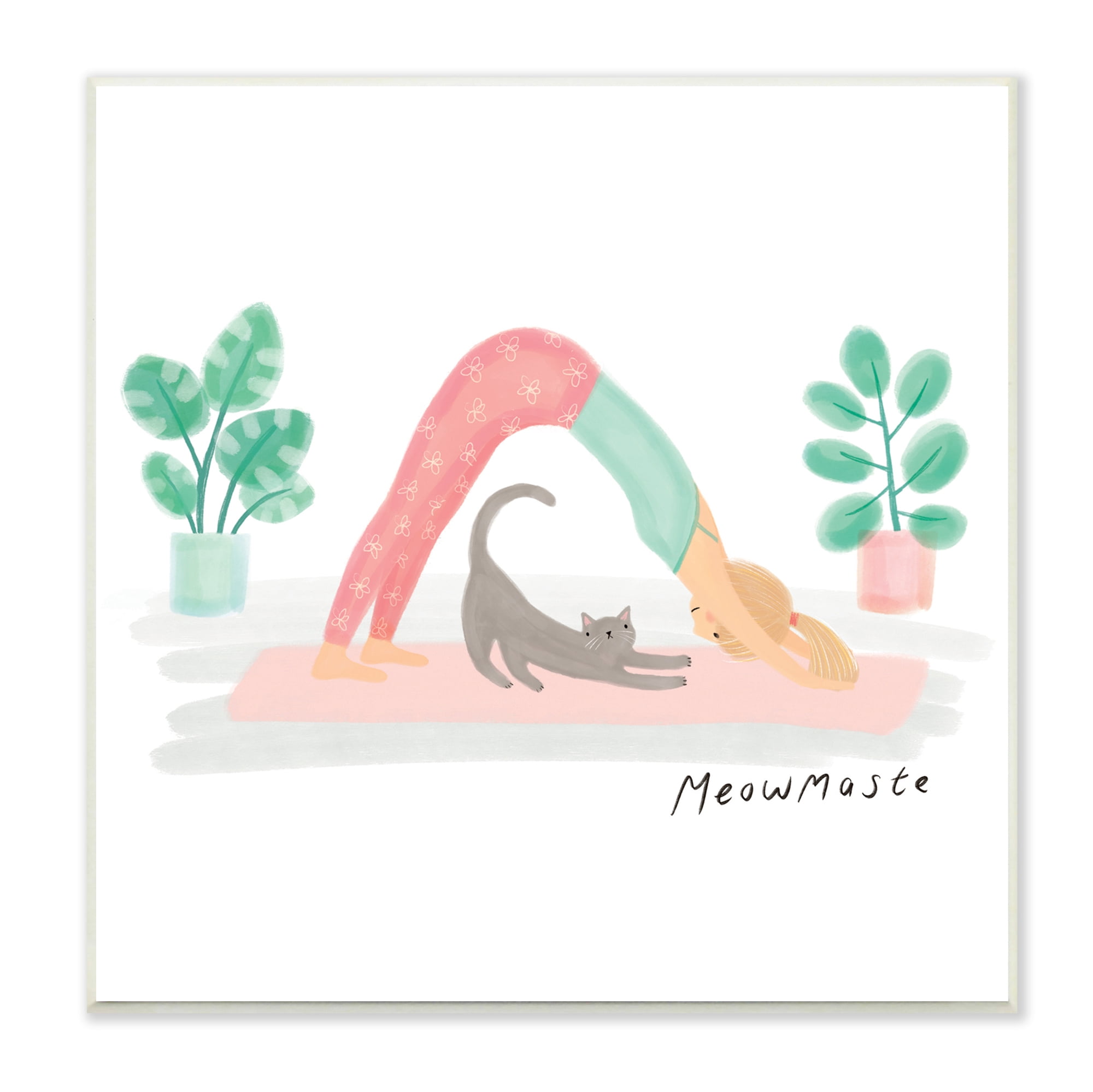 Stupell Industries Meowmaste Yoga Cat Pun Cute Stretching Pet, 12 x 12, Designed by Make Much Studios
